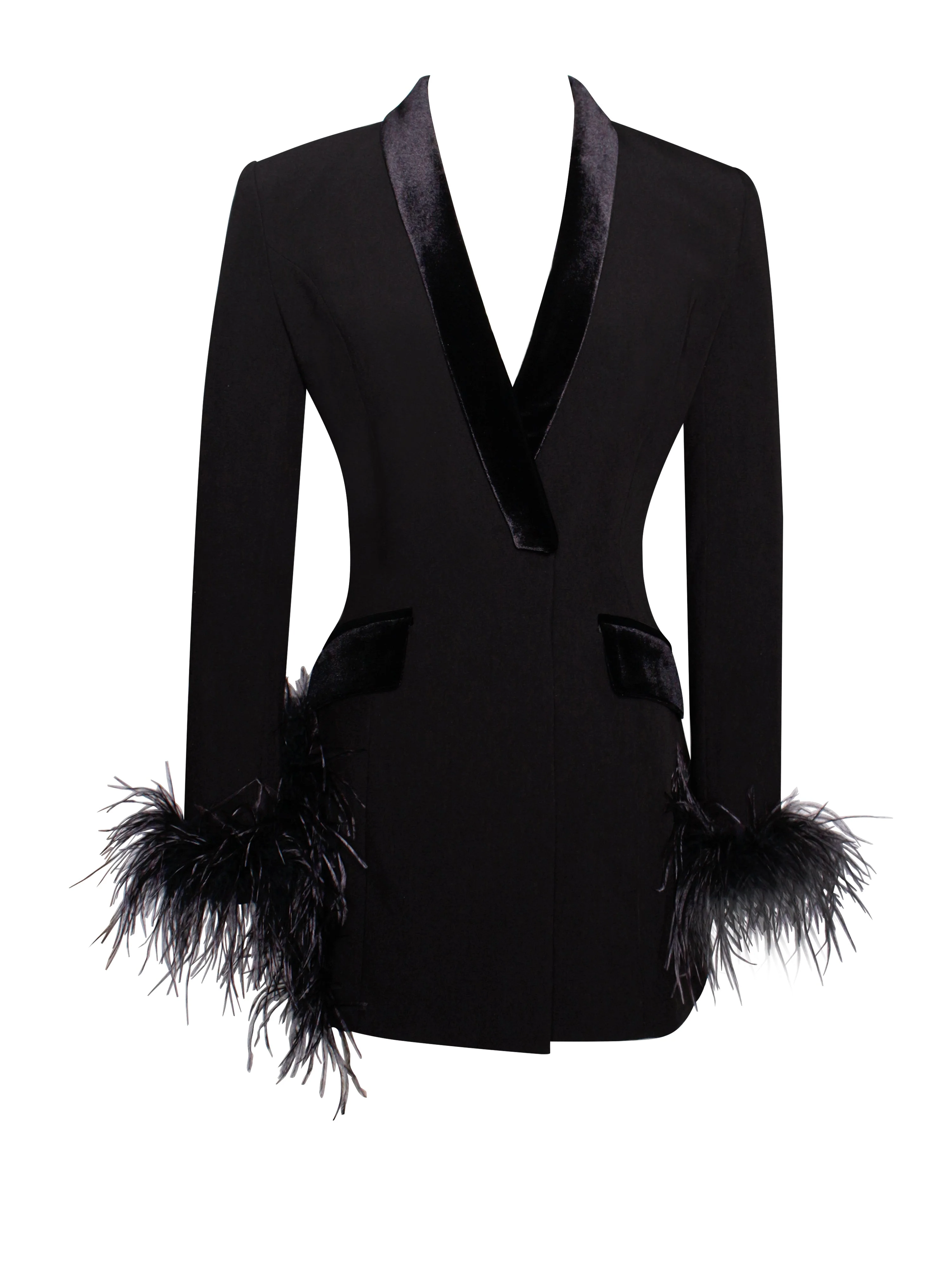 Madeline Black Feather Charming Trim Blazer Dress - Image 22