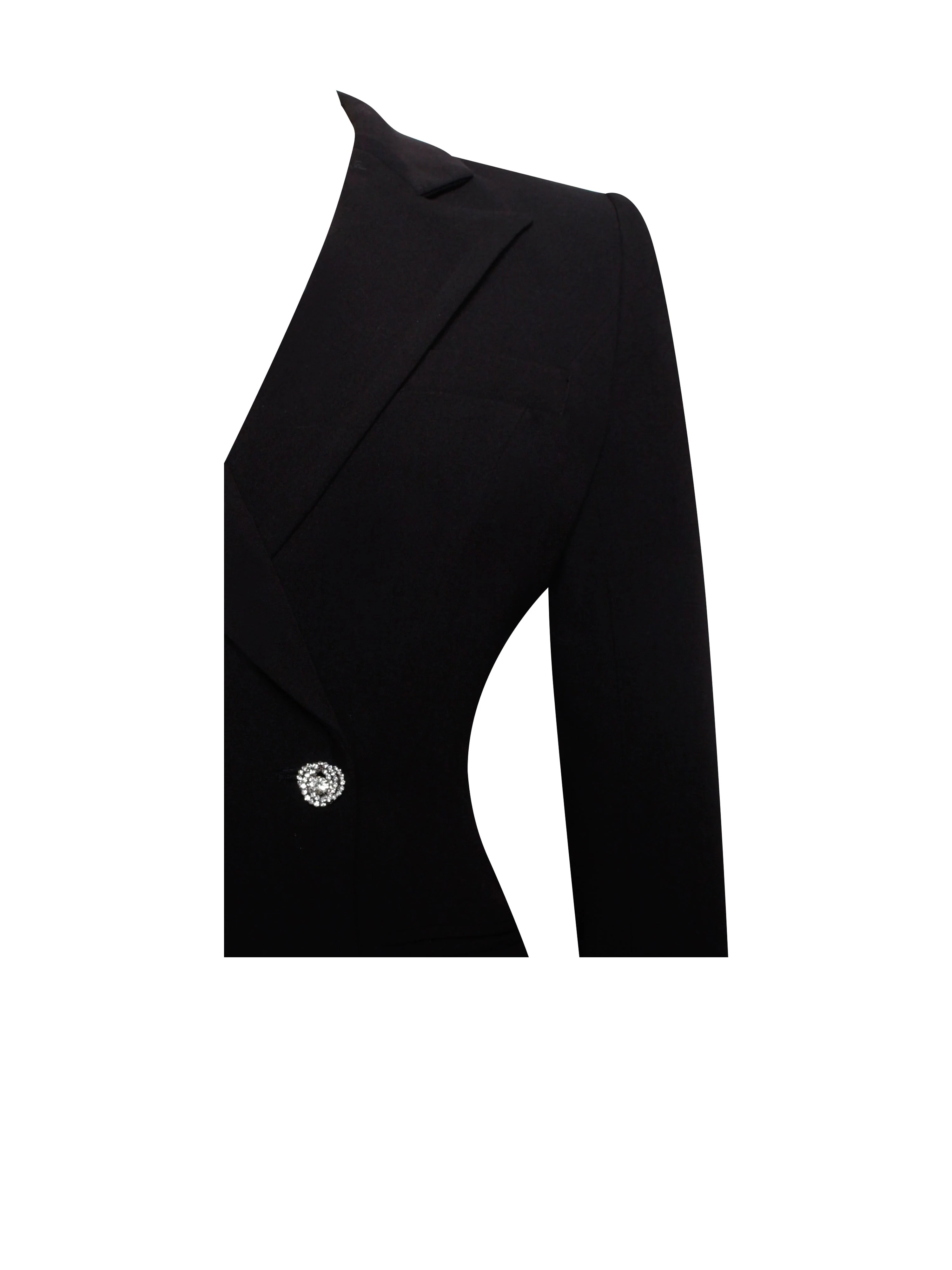 Quilla Black Feather Crystal Graceful Sleeve Backless Blazer Dress - Image 20