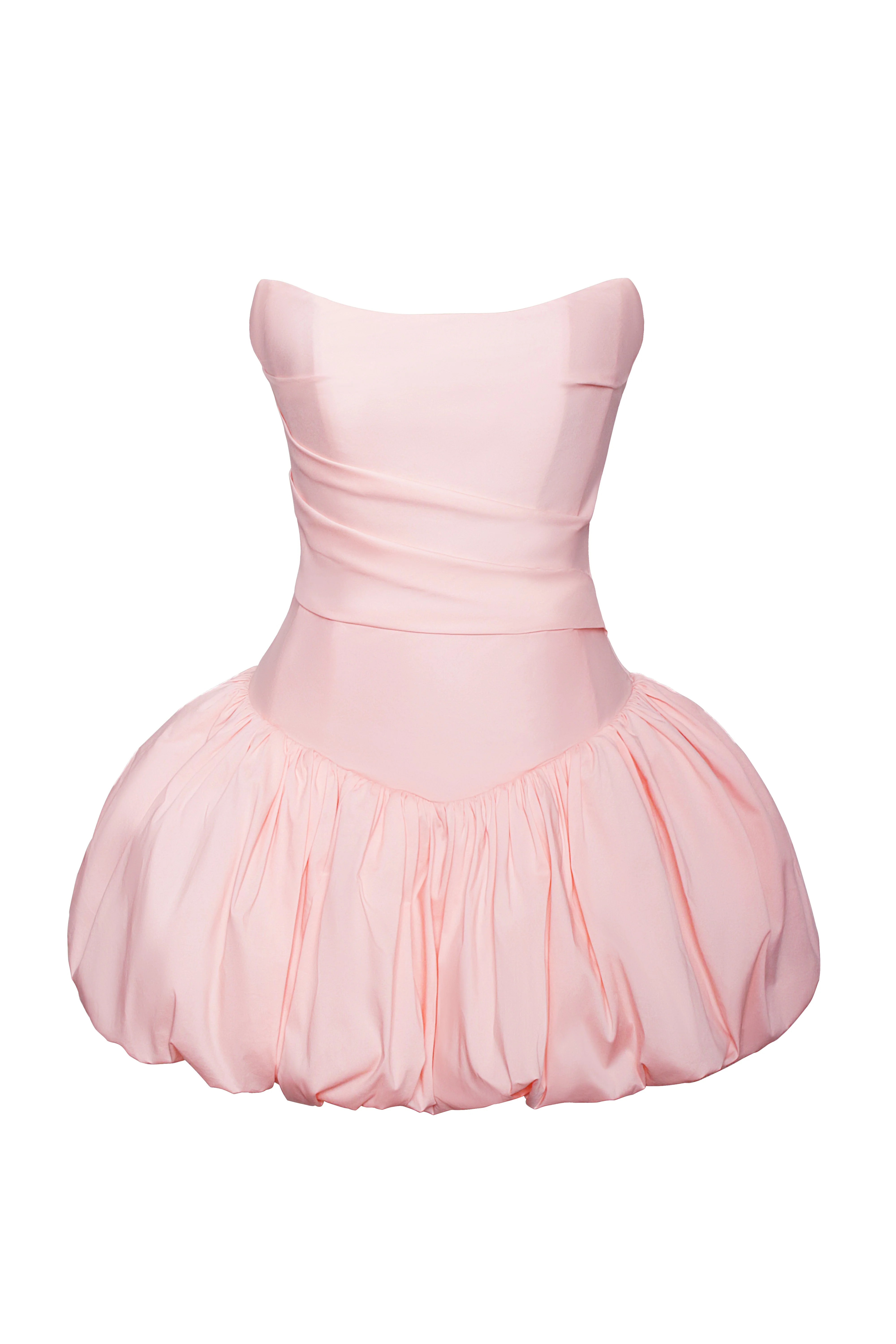 Oletta Pink Corset Strapless Graceful Bubble Hem Mini Dress - Image 9