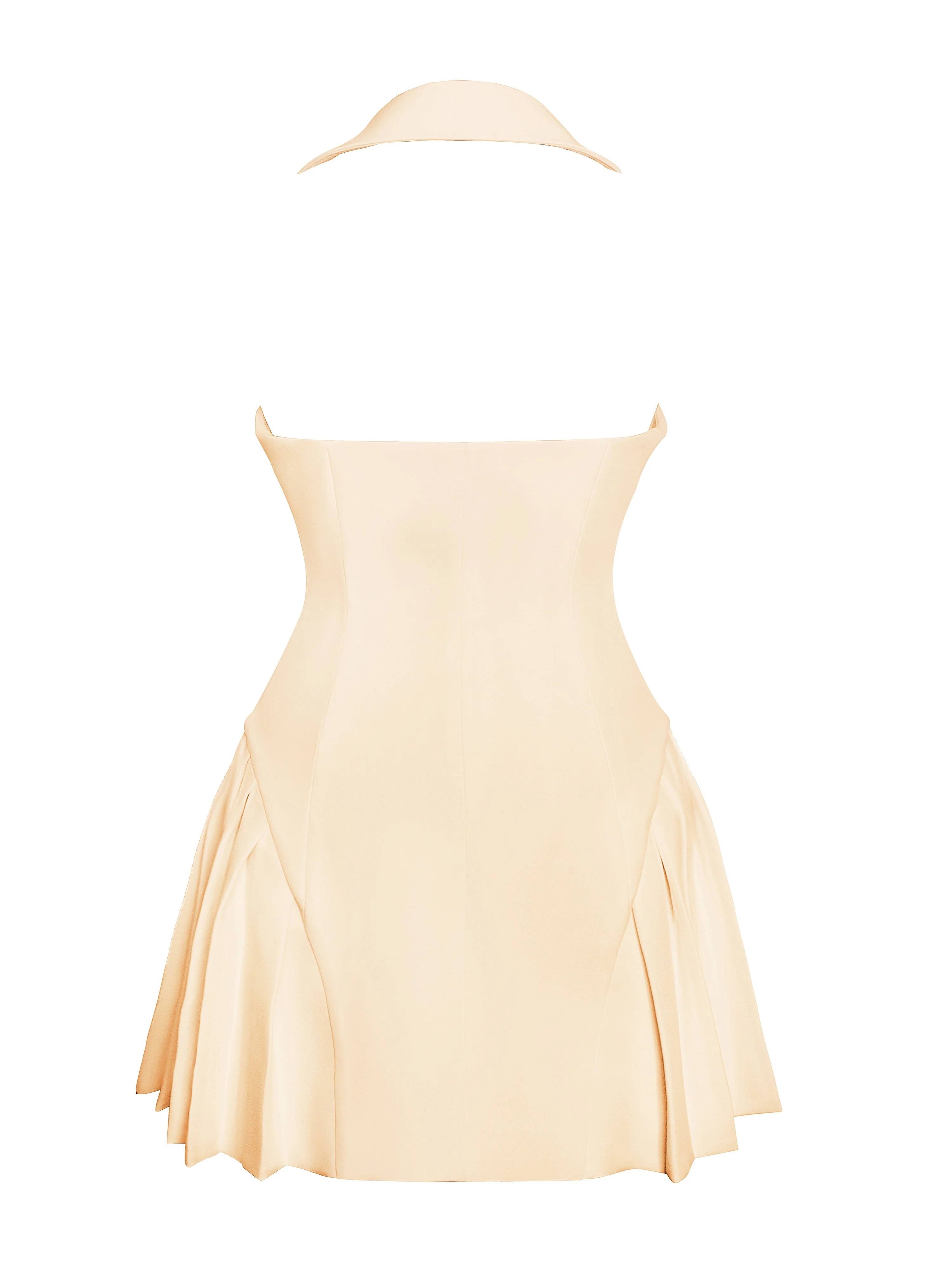 Reyna Beige Backless Charming Pleated Mini Blazer Dress - Image 36