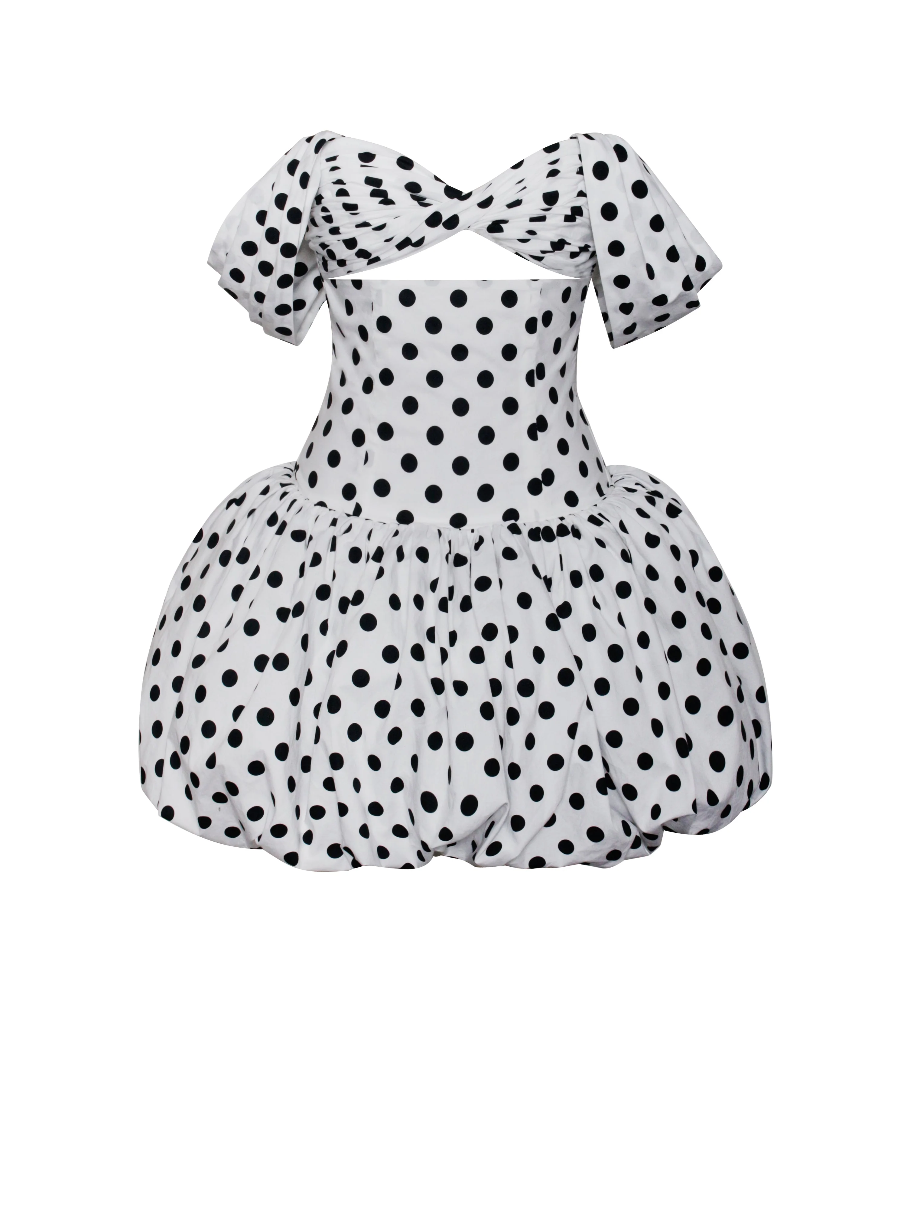 Umika Polka Dots Charming Bubble Hem Mini Dress - Image 24