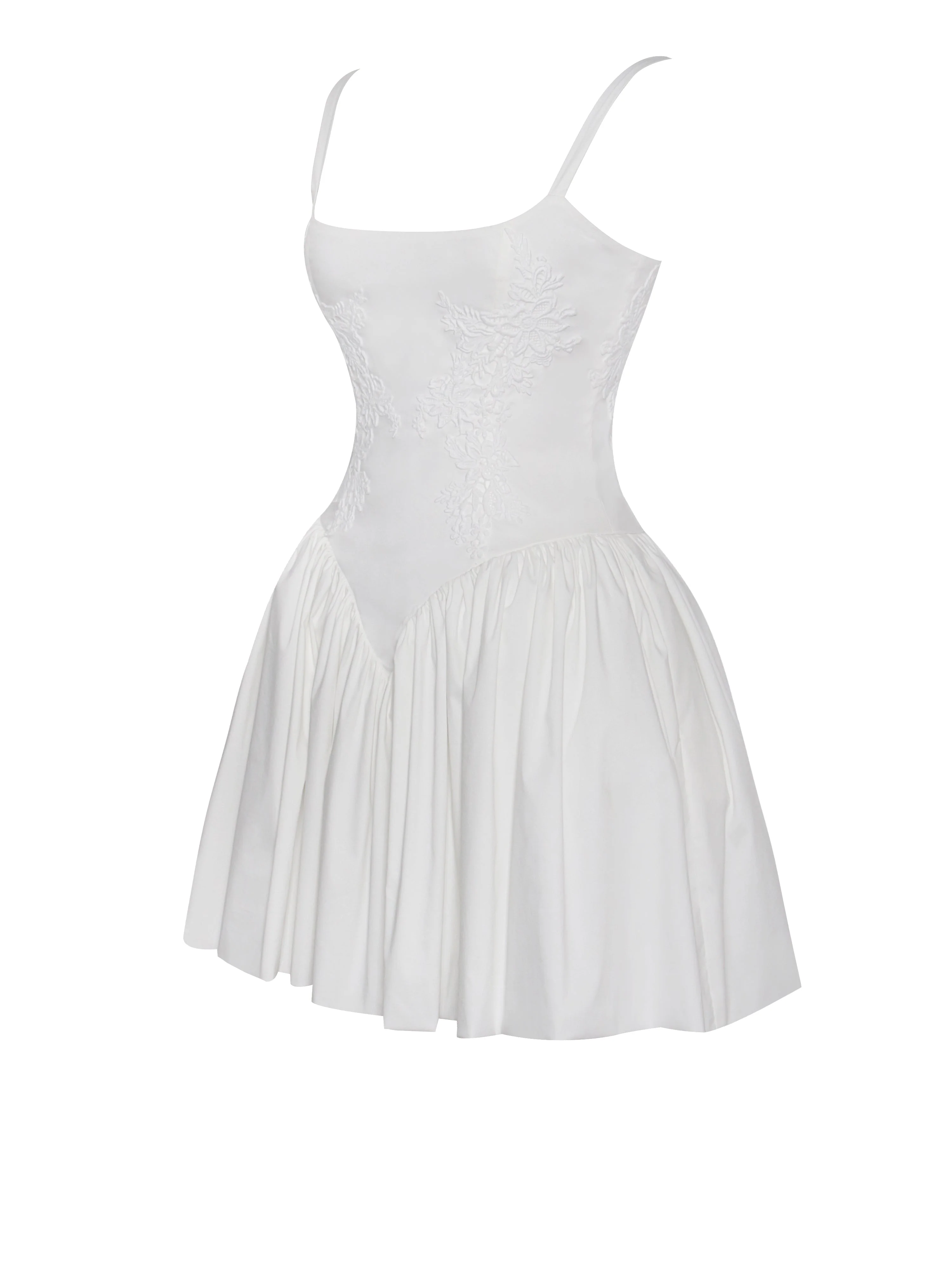 Kadi White Cotton Drop Graceful Waist Corset Mini Dress - Image 12