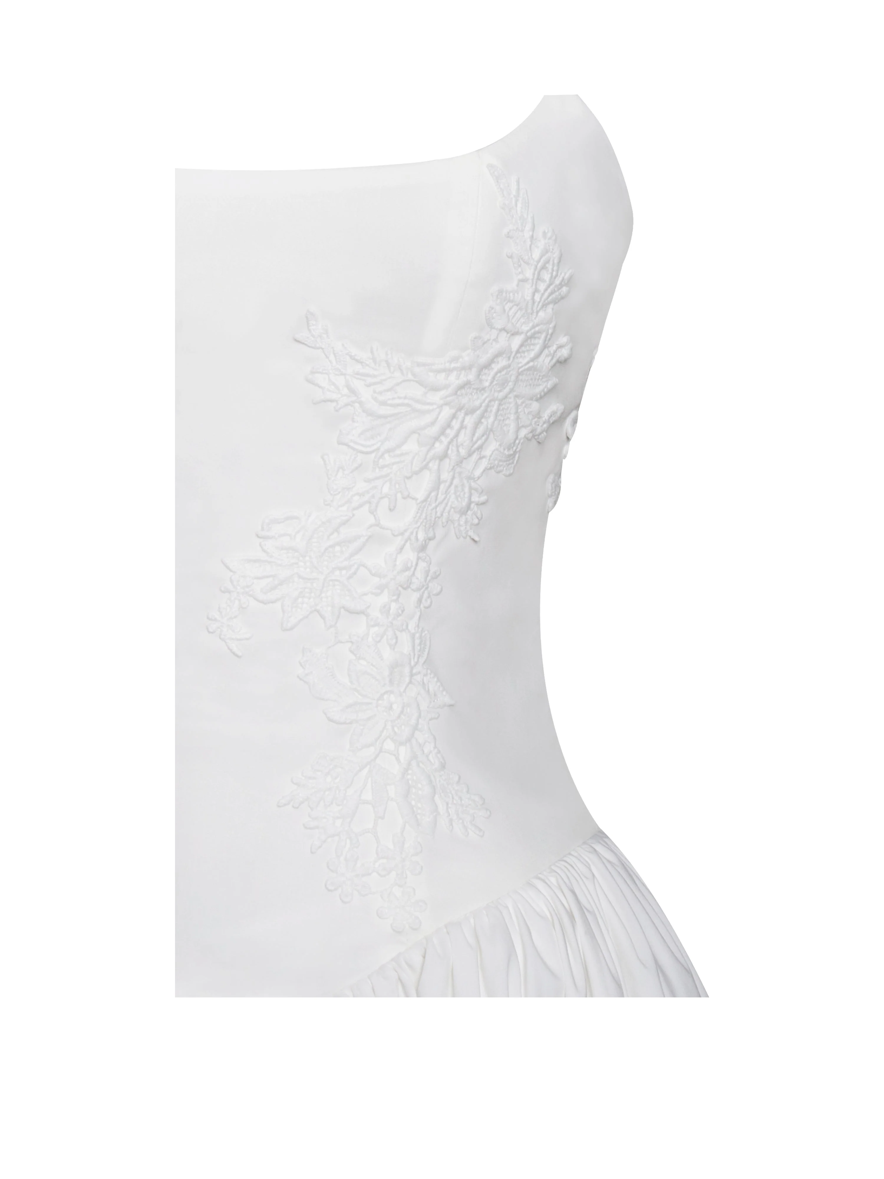 Kadi White Cotton Drop Graceful Waist Corset Mini Dress - Image 14