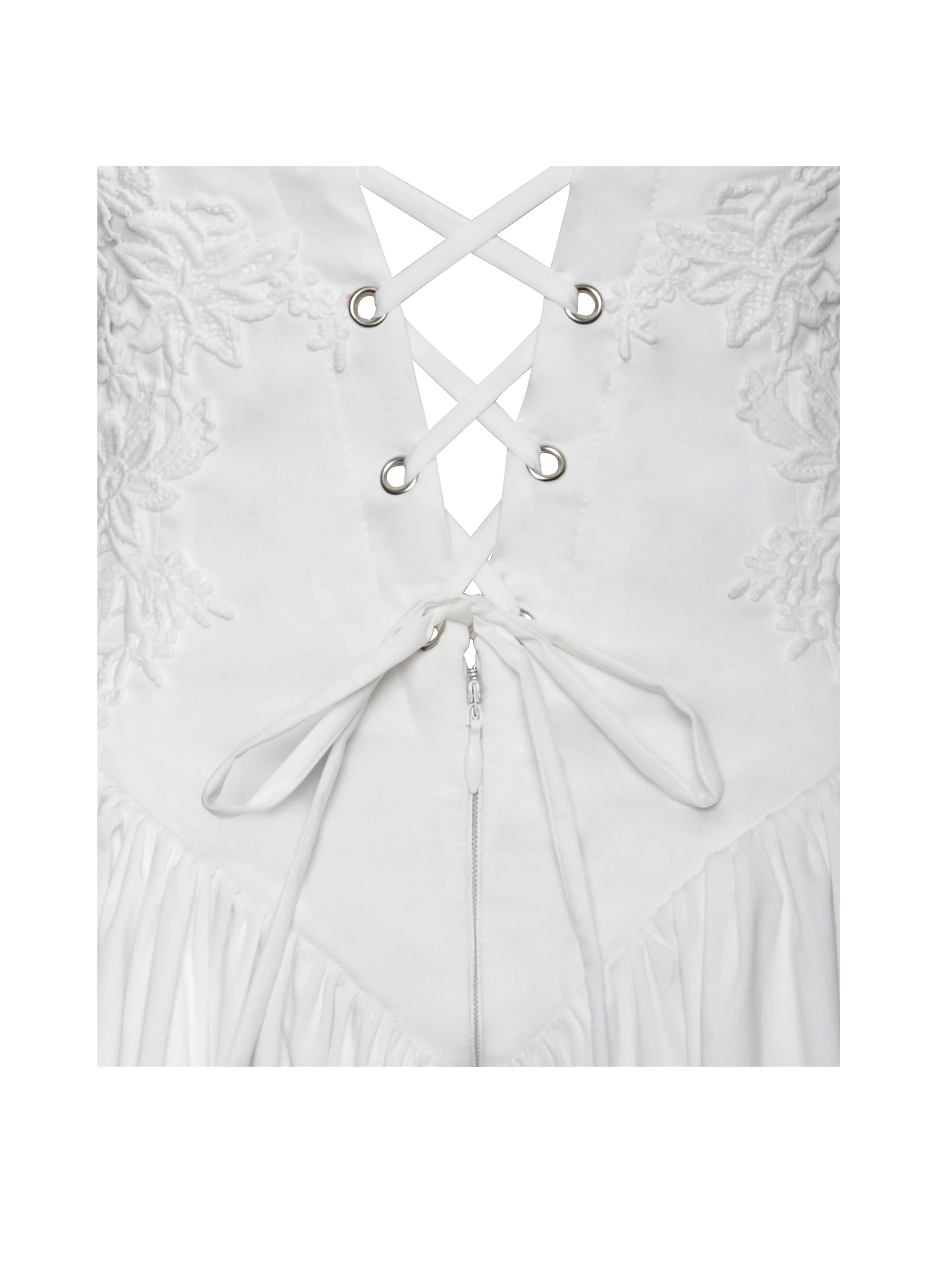 Kadi White Cotton Drop Graceful Waist Corset Mini Dress - Image 16