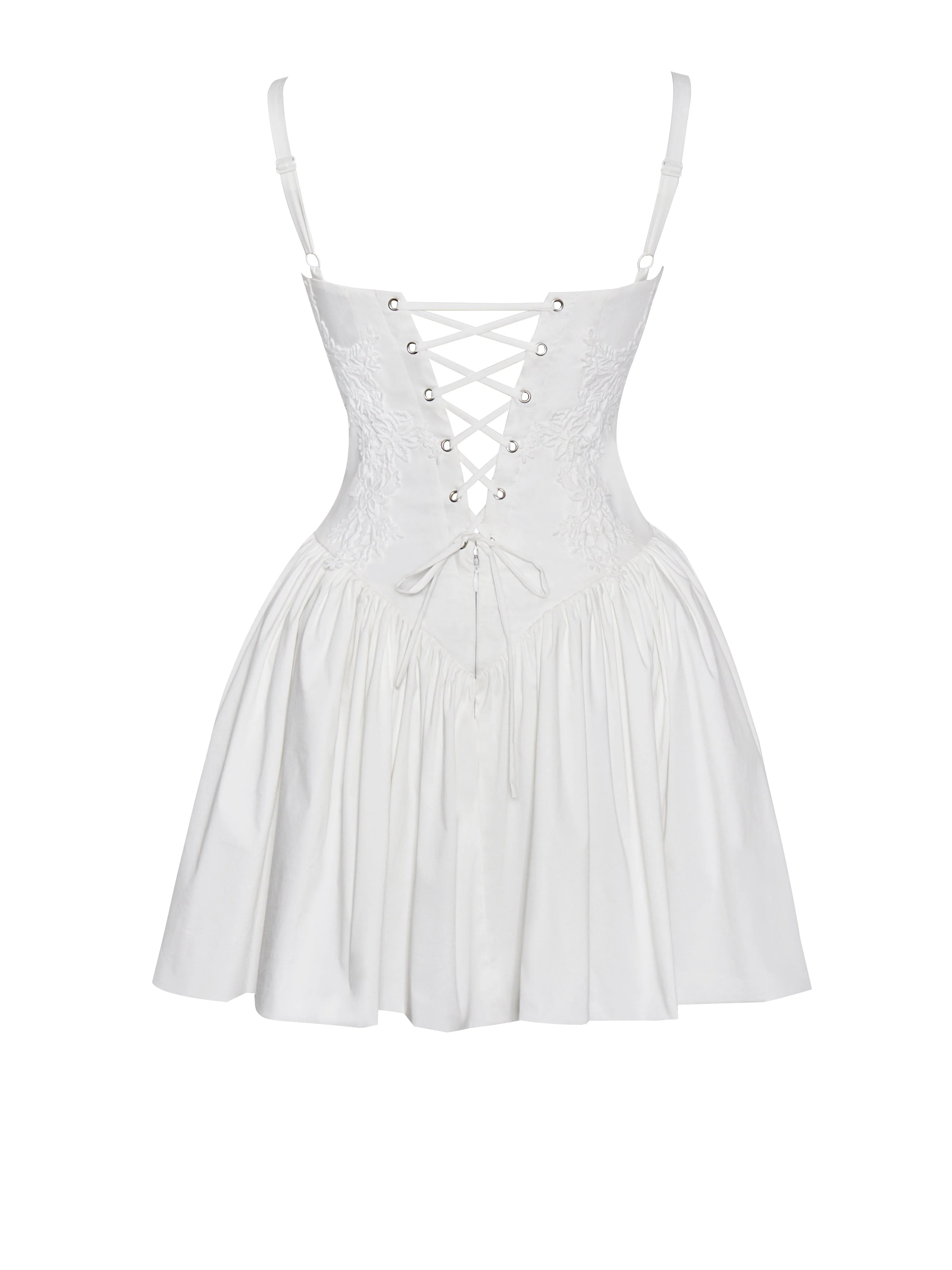 Kadi White Cotton Drop Graceful Waist Corset Mini Dress - Image 18