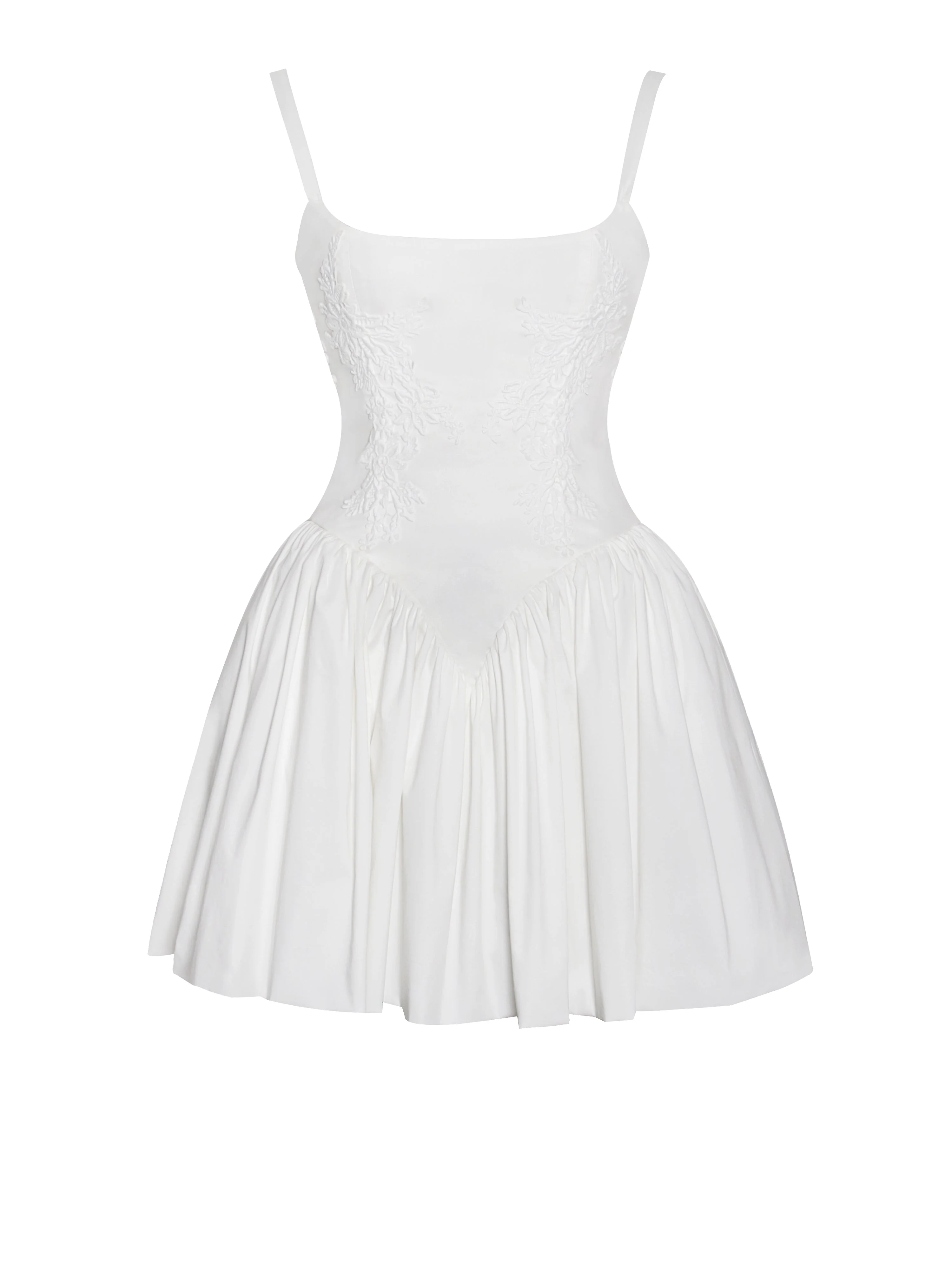 Kadi White Cotton Drop Graceful Waist Corset Mini Dress - Image 20