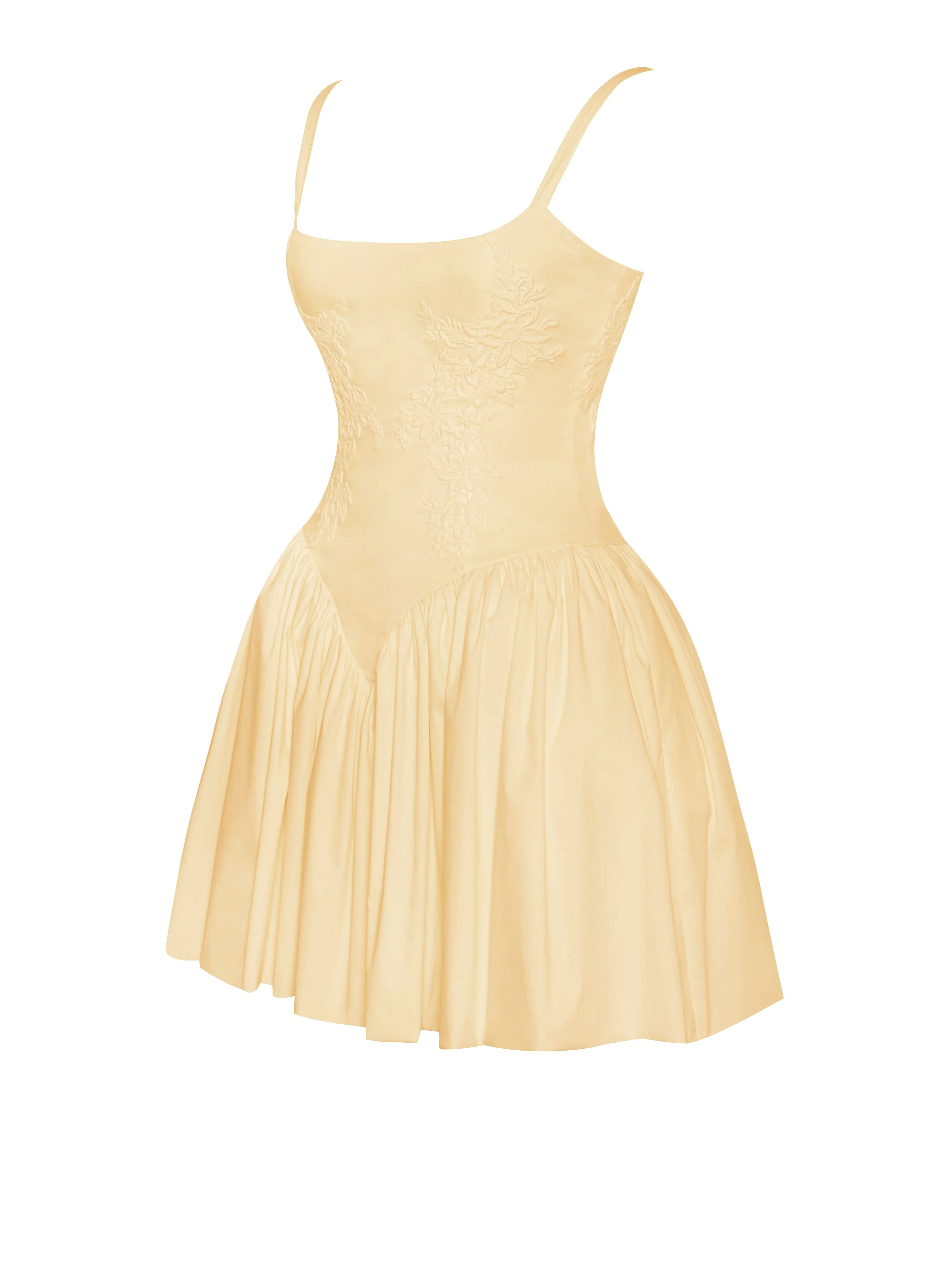 Kadi Yellow Cotton Drop Graceful Waist Corset Mini Dress - Image 13