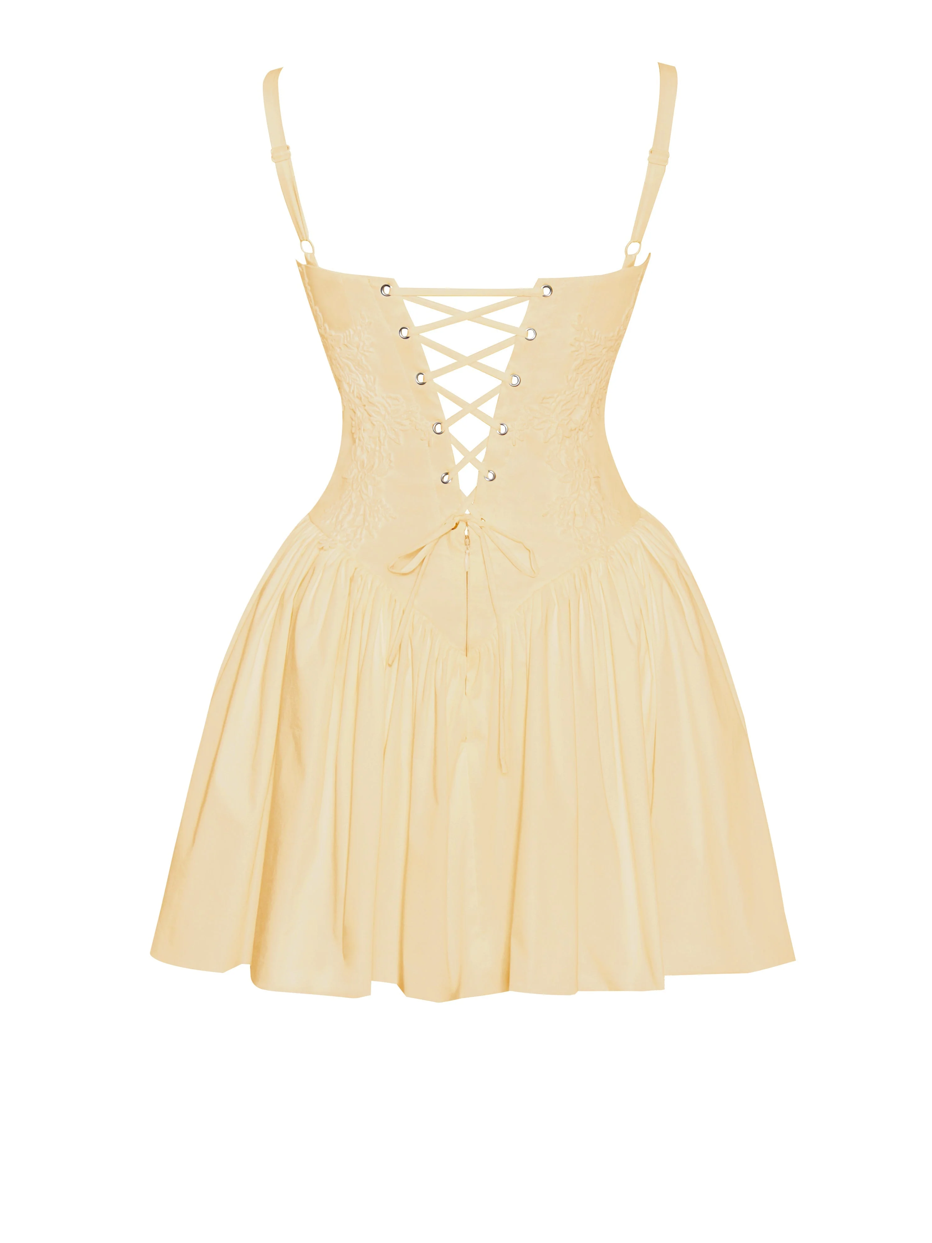 Kadi Yellow Cotton Drop Graceful Waist Corset Mini Dress - Image 14