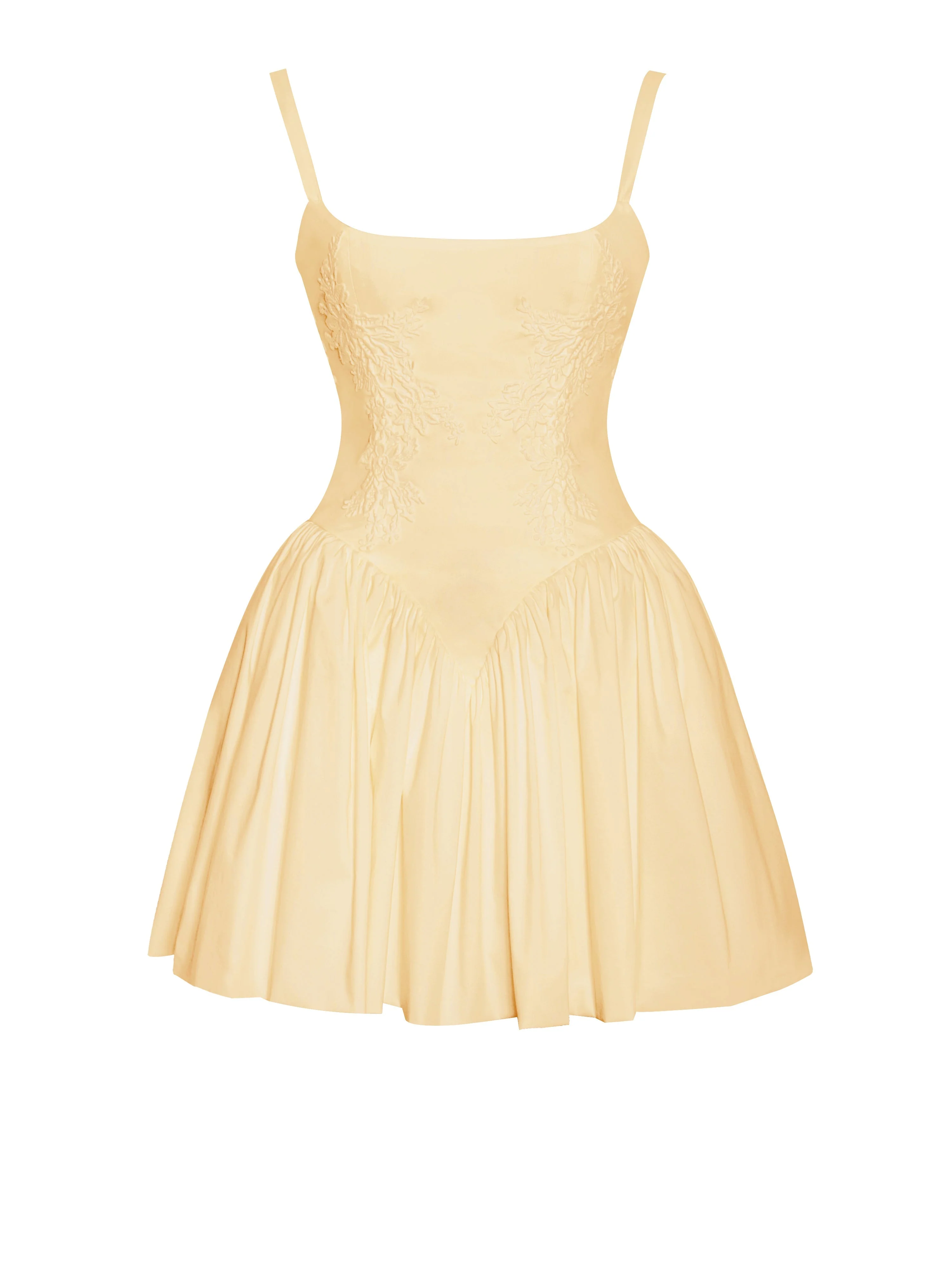 Kadi Yellow Cotton Drop Graceful Waist Corset Mini Dress - Image 37