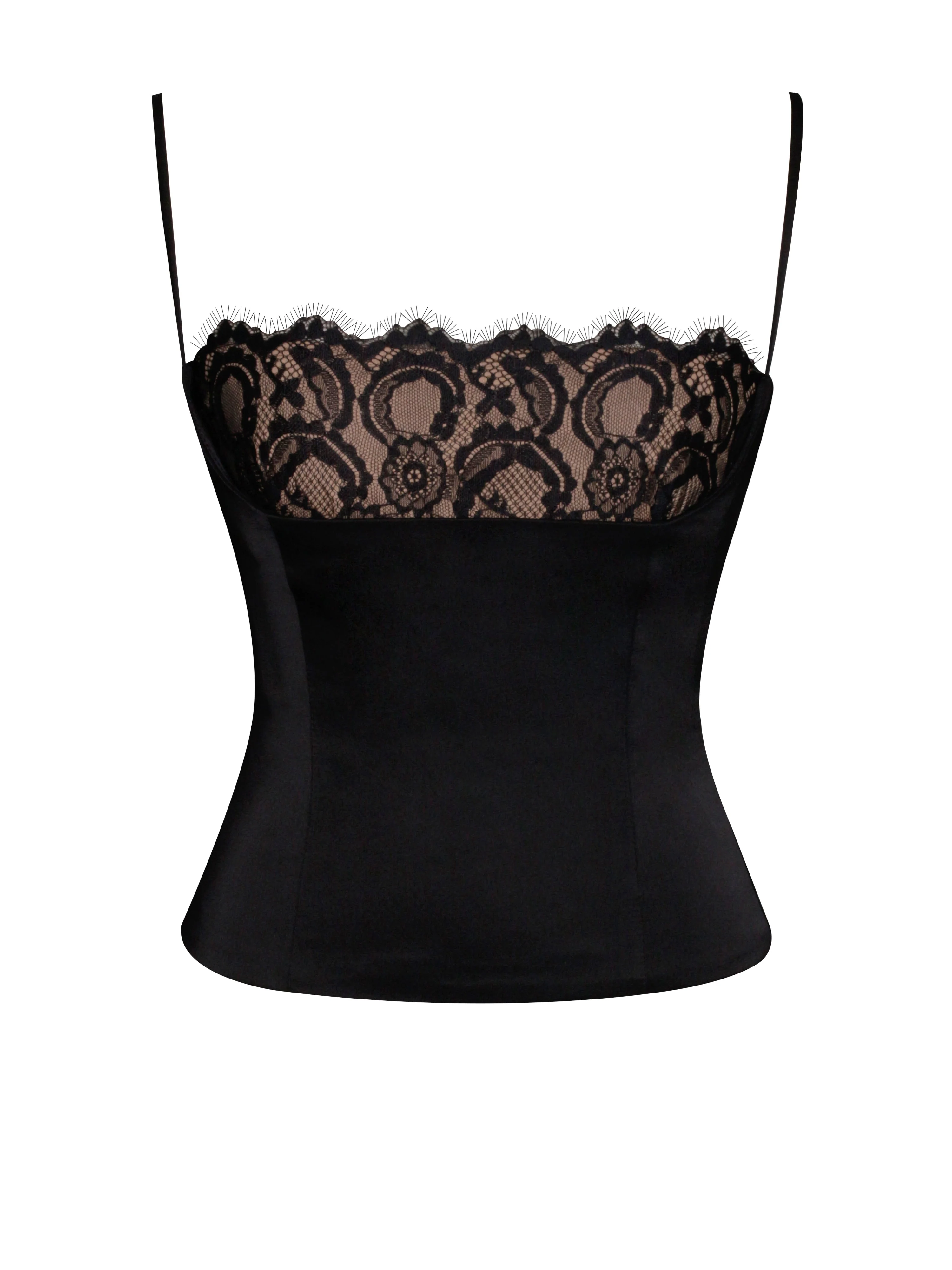 Padma Black Satin Charming Lace Bustier Corset Top - Image 6