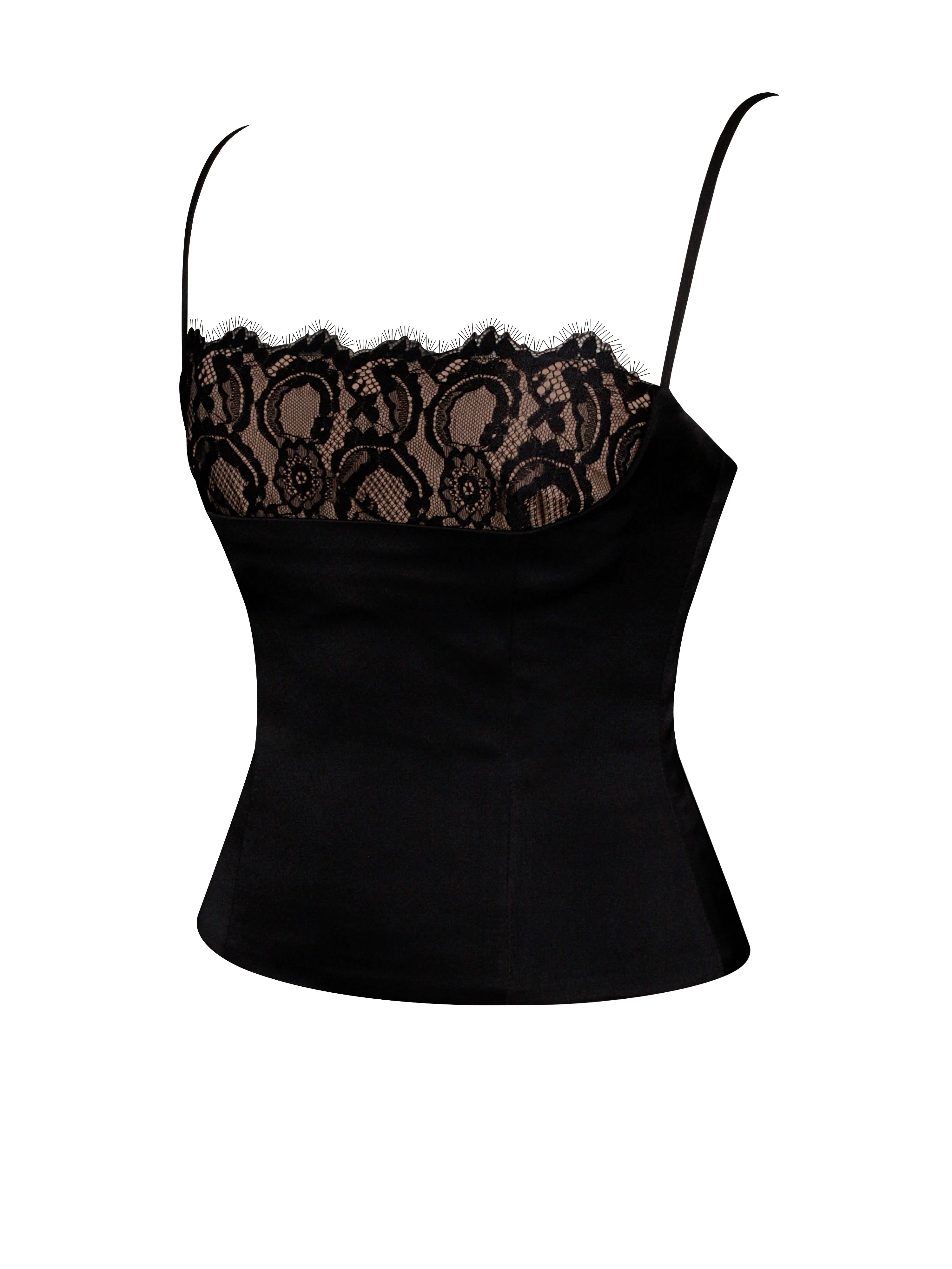 Padma Black Satin Charming Lace Bustier Corset Top - Image 7