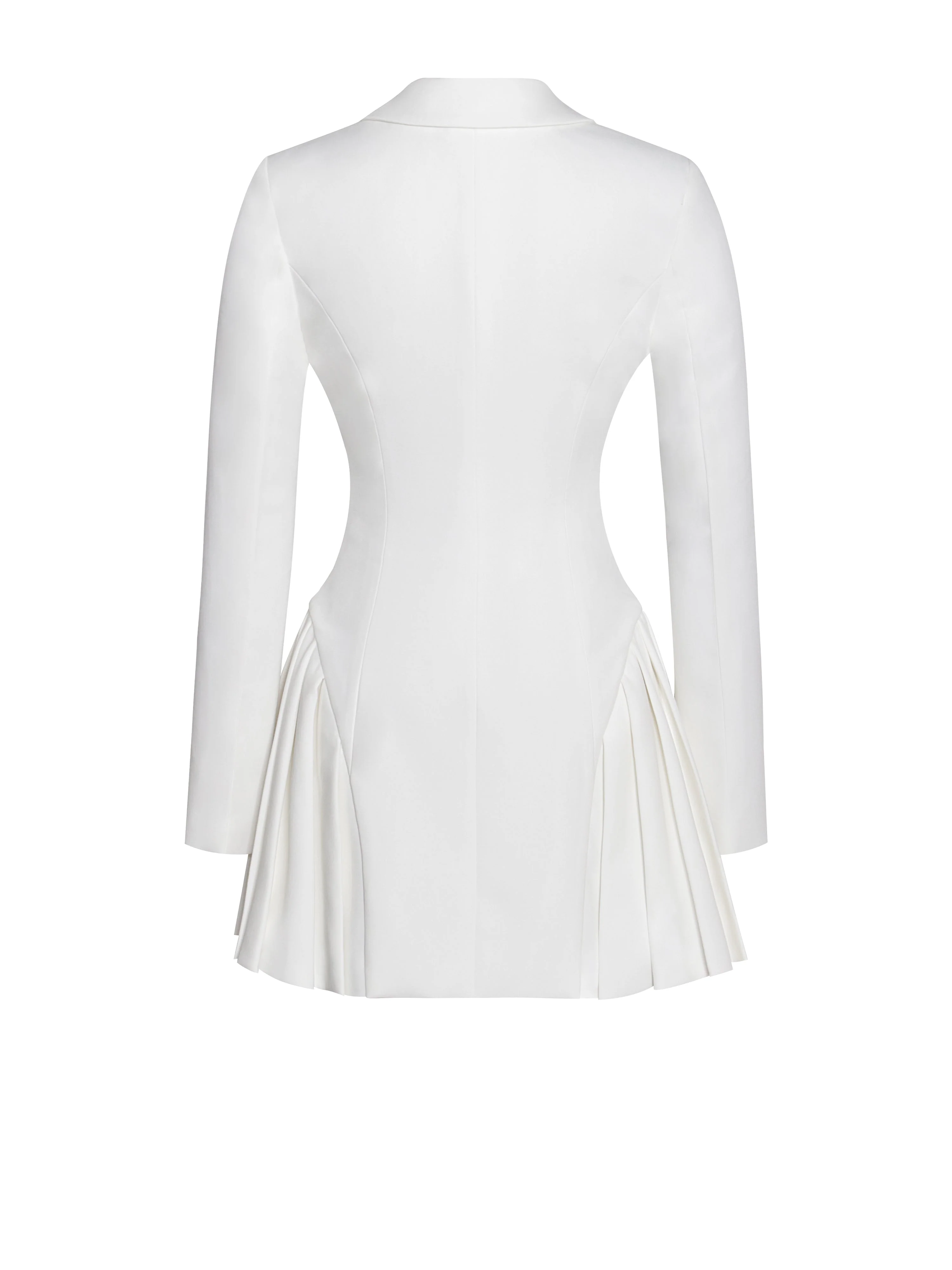 Delia White Blazer Charming Dress with Pleated Detail - Image 12