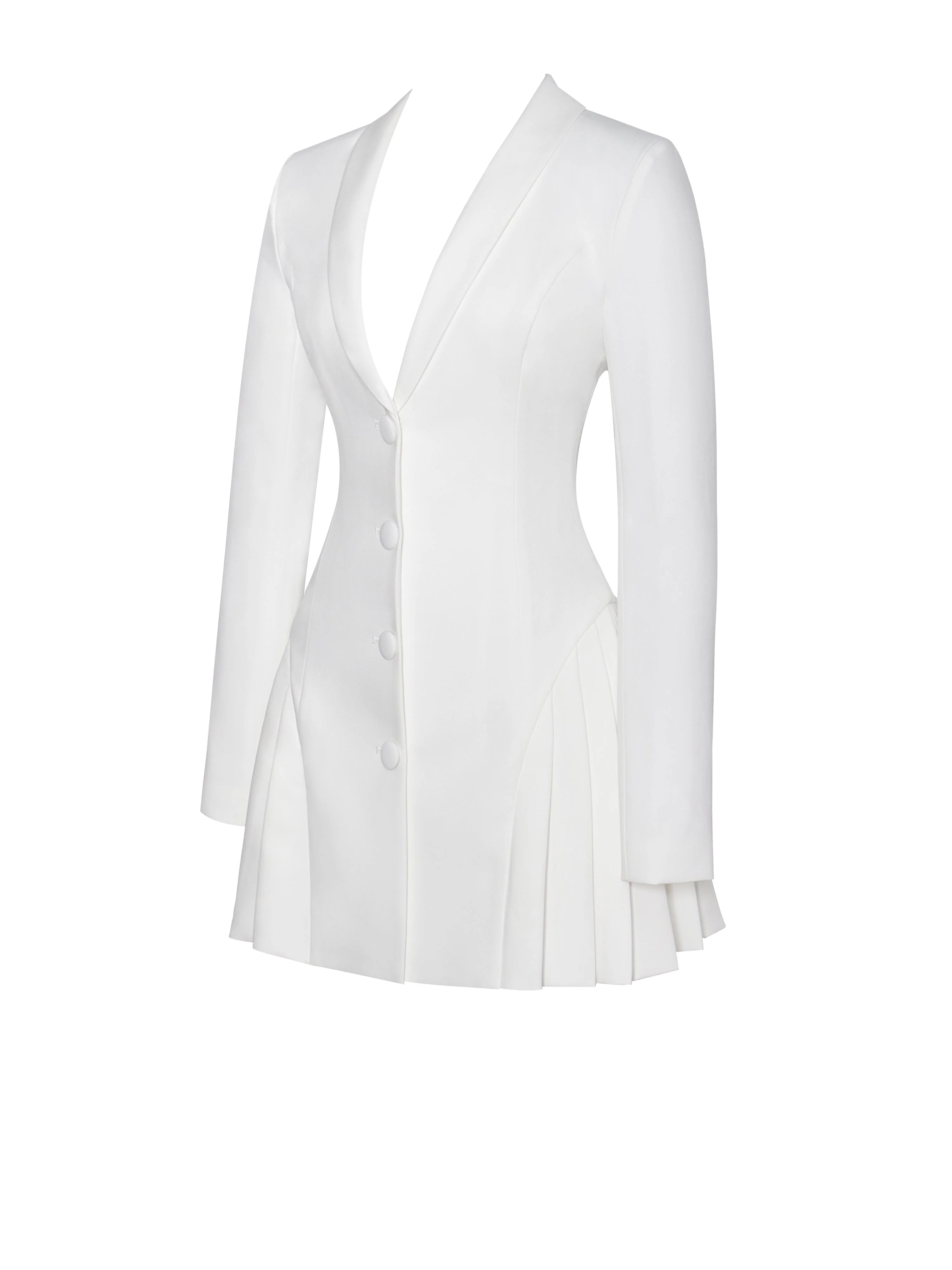 Delia White Blazer Charming Dress with Pleated Detail - Image 13