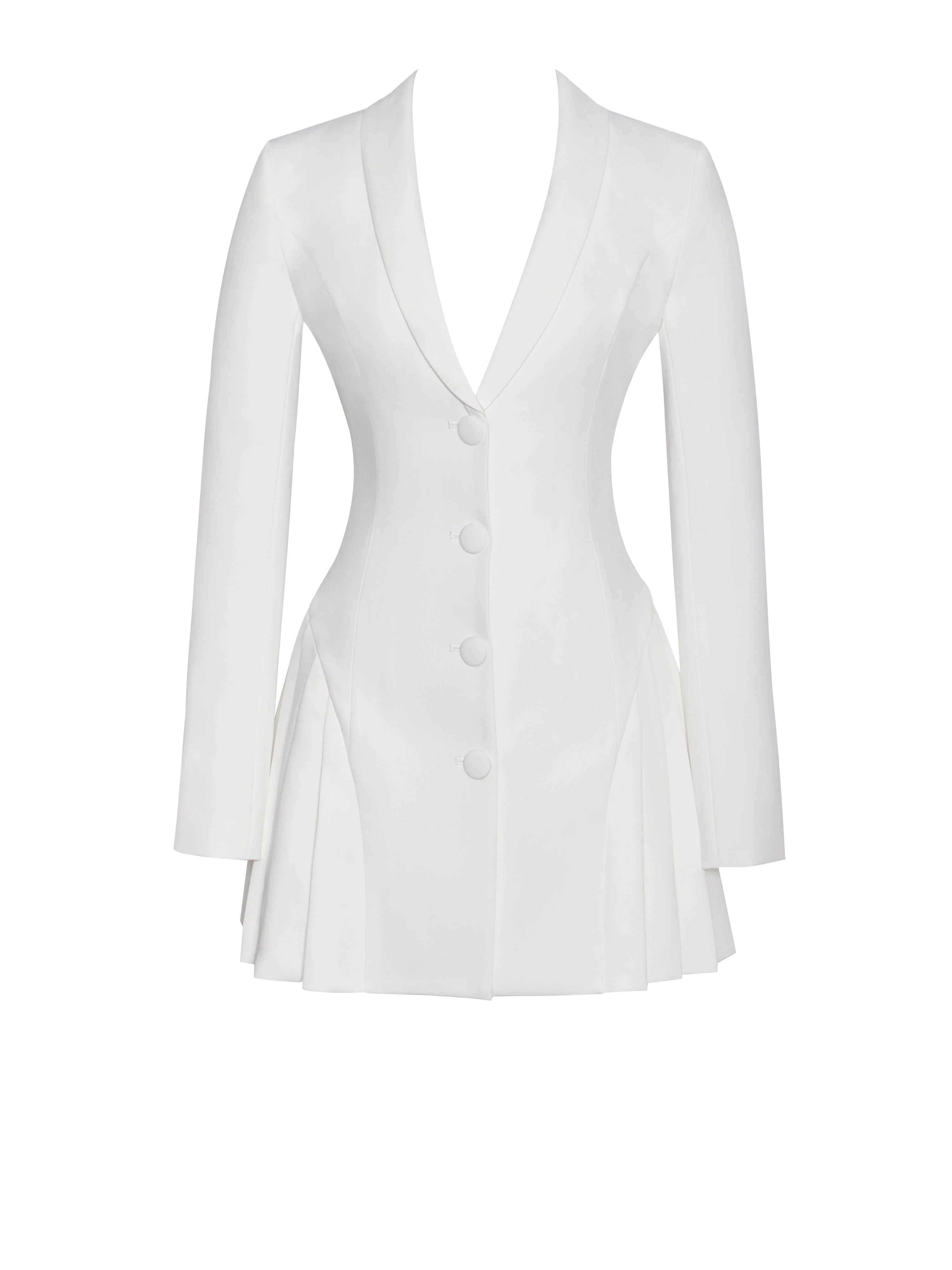 Delia White Blazer Charming Dress with Pleated Detail - Image 20
