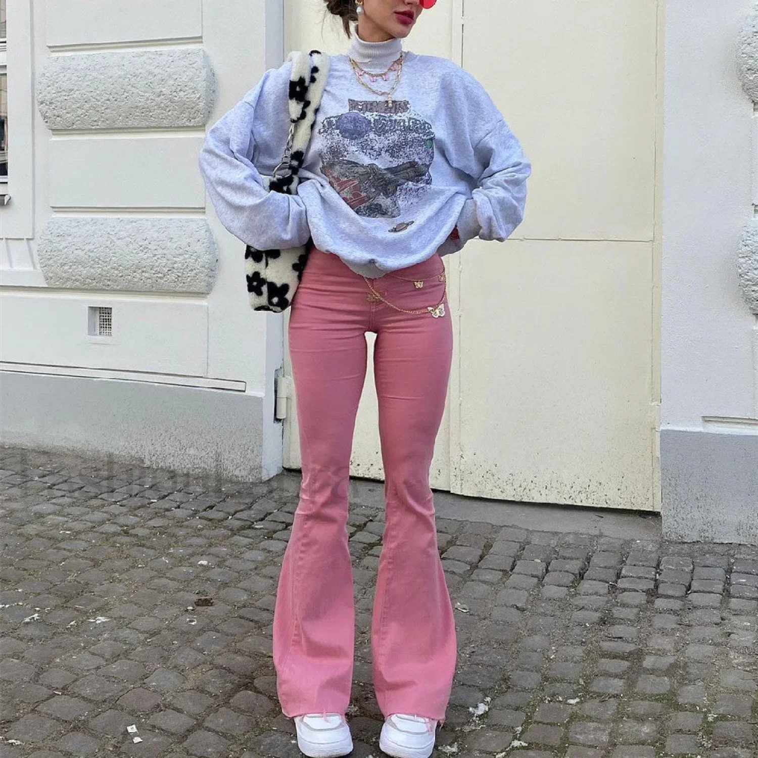 Bubble Gum Graceful Flare Leg Jeans - Image 2