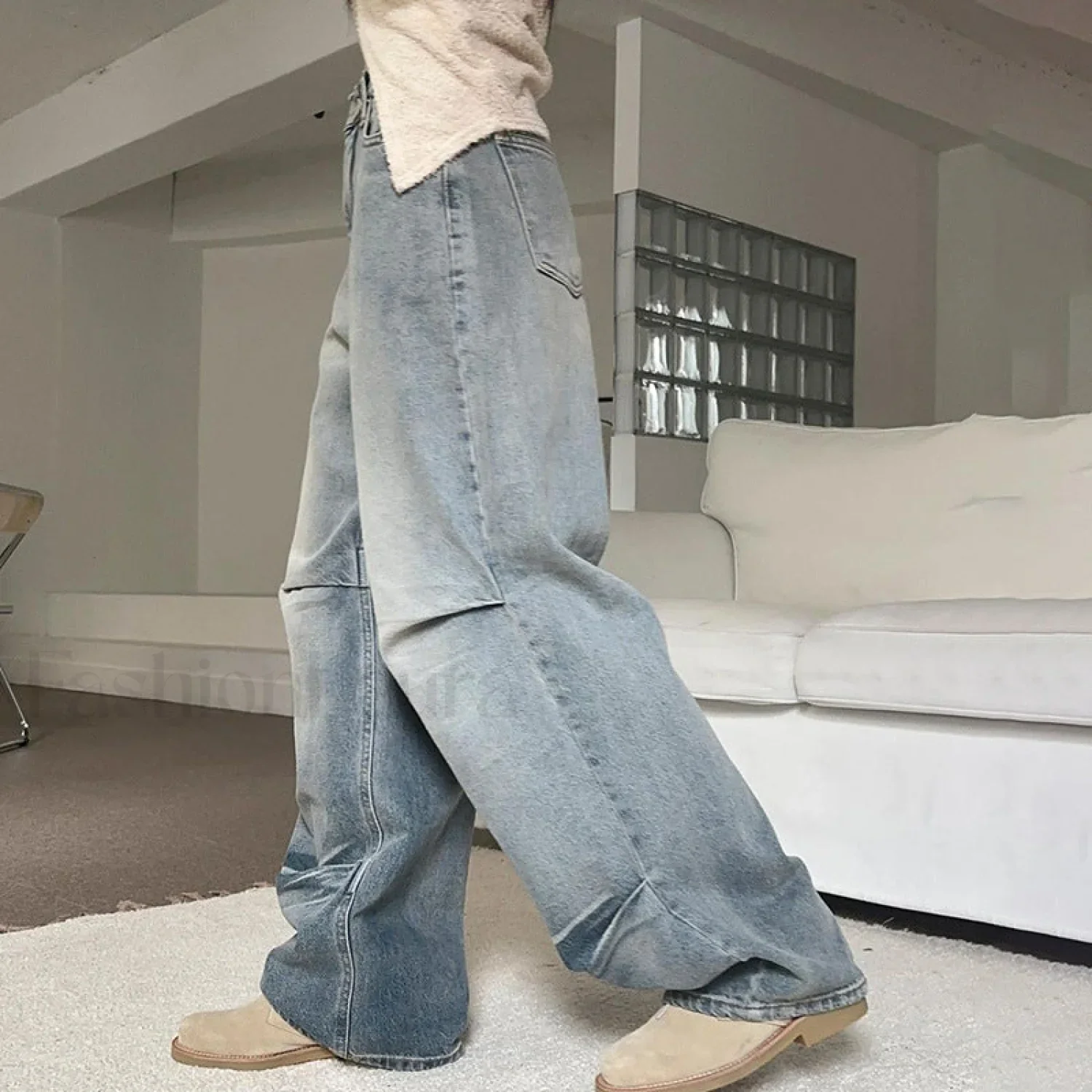 Denim Blue Graceful Baggy Boyfriend Jeans - Image 2
