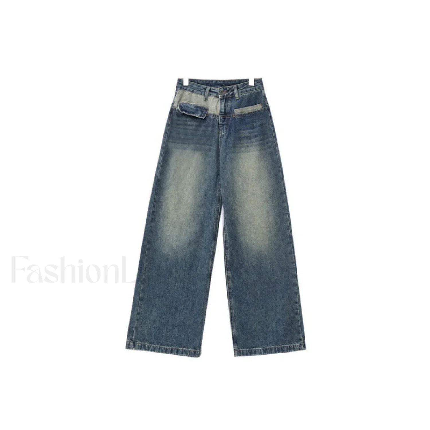 Vintage Blue Wash Trendy Patchwork Boyfriend Jeans - Image 8