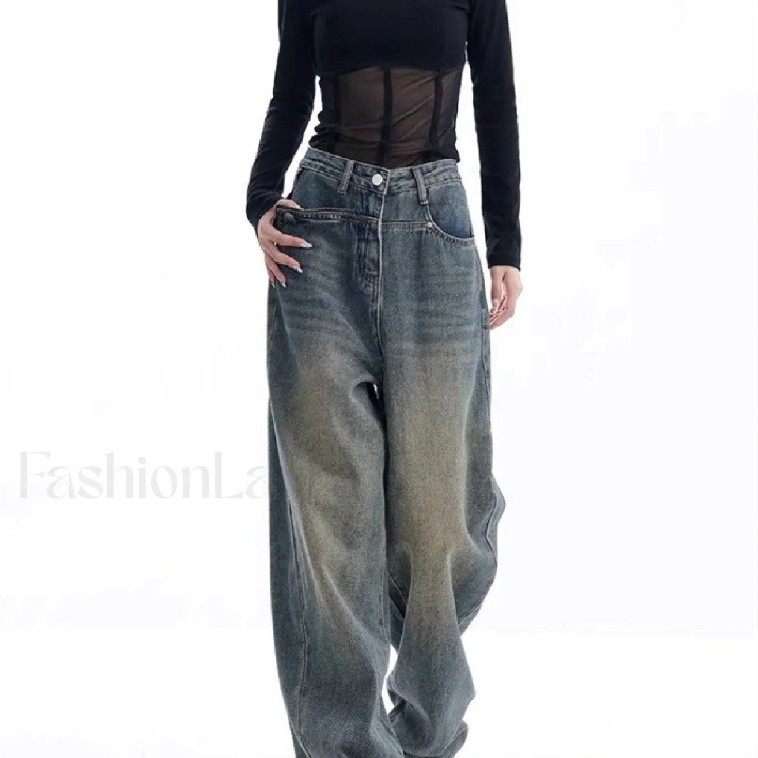Vintage Dark Wash Trendy High Waist Boyfriend Jeans - Image 17