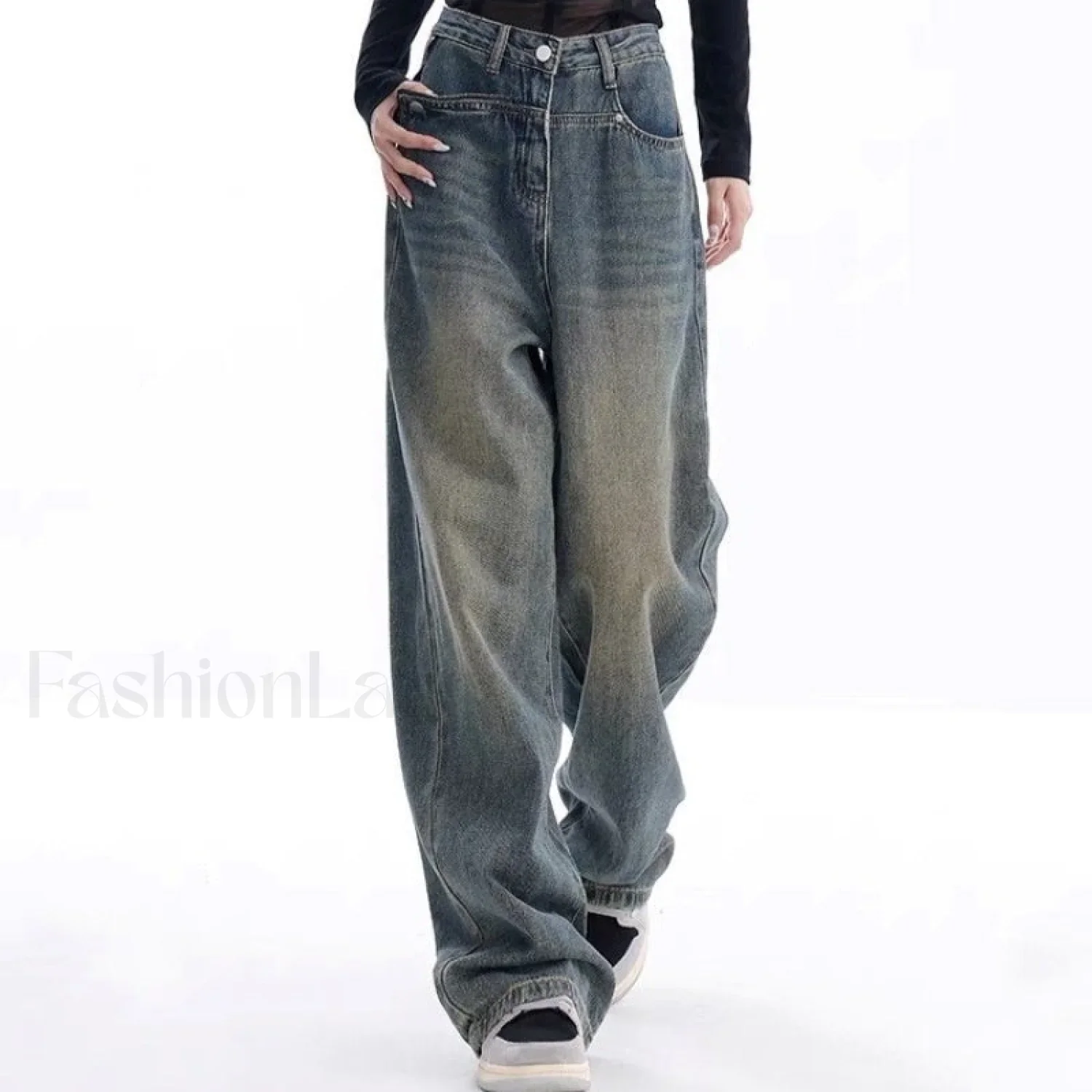 Vintage Dark Wash Trendy High Waist Boyfriend Jeans - Image 18