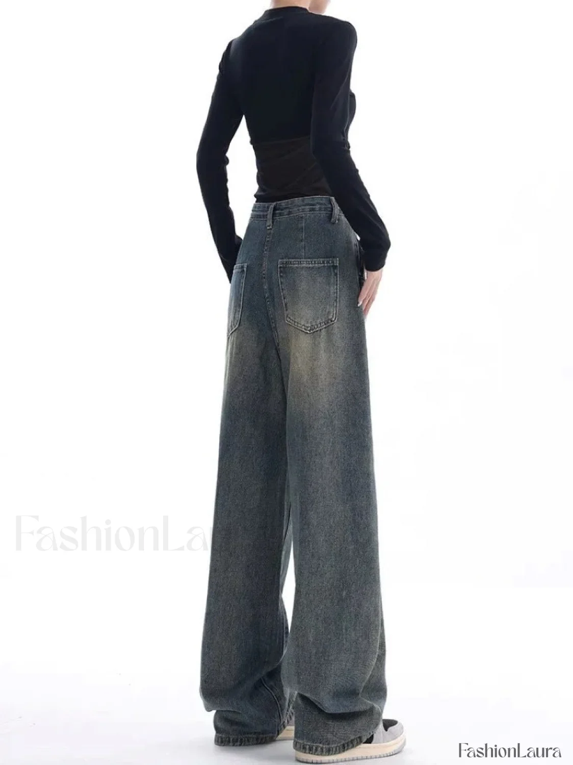 Vintage Dark Wash Trendy High Waist Boyfriend Jeans - Image 25