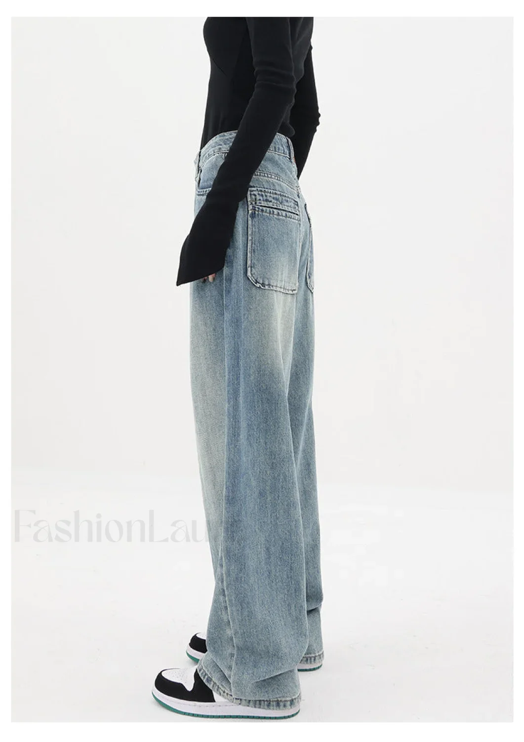 Light Blue Wash Trendy Baggy Boyfriend Jeans - Image 14