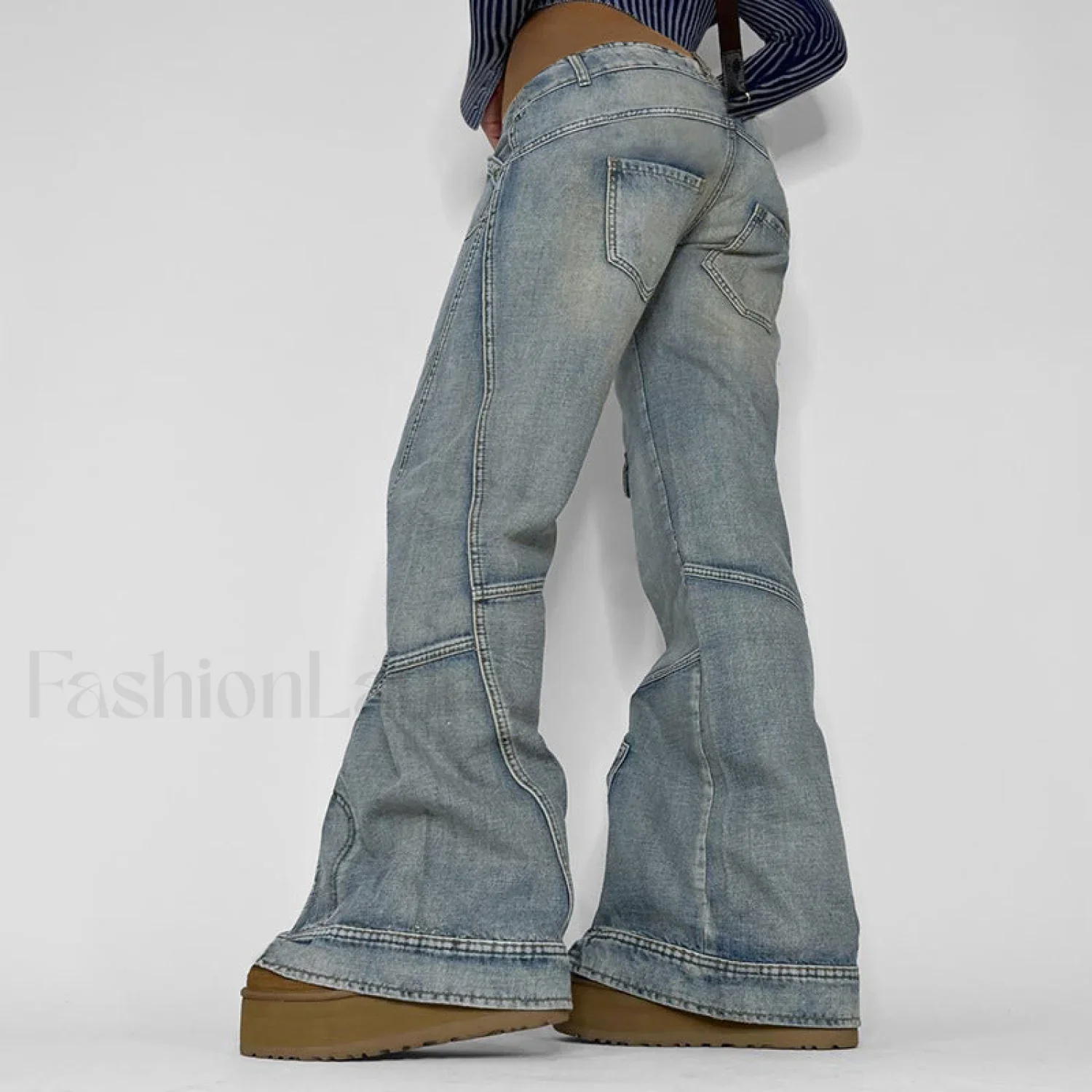 Seamed Pocket Straight Trendy Leg Cargo Jeans - Image 11