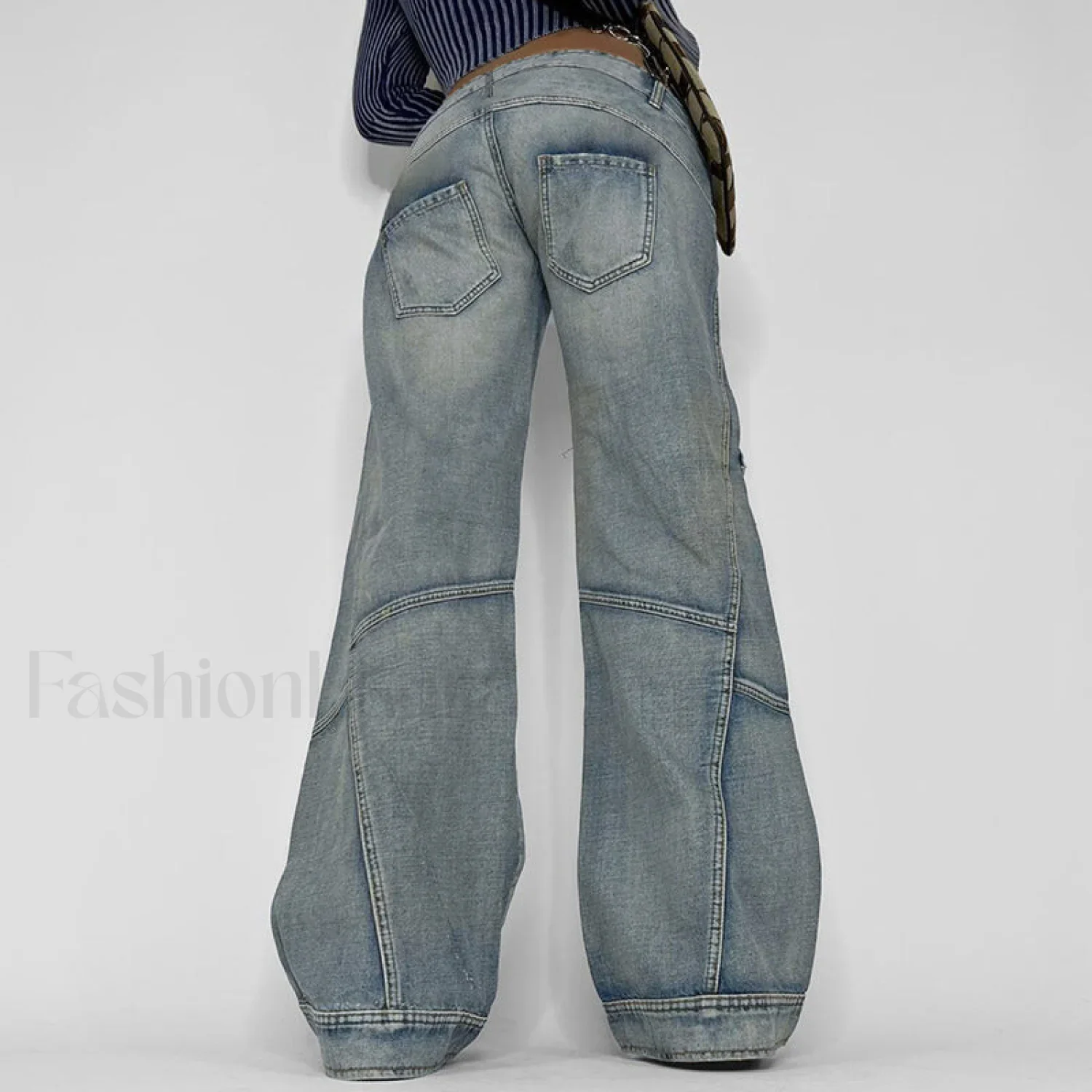 Seamed Pocket Straight Trendy Leg Cargo Jeans - Image 16