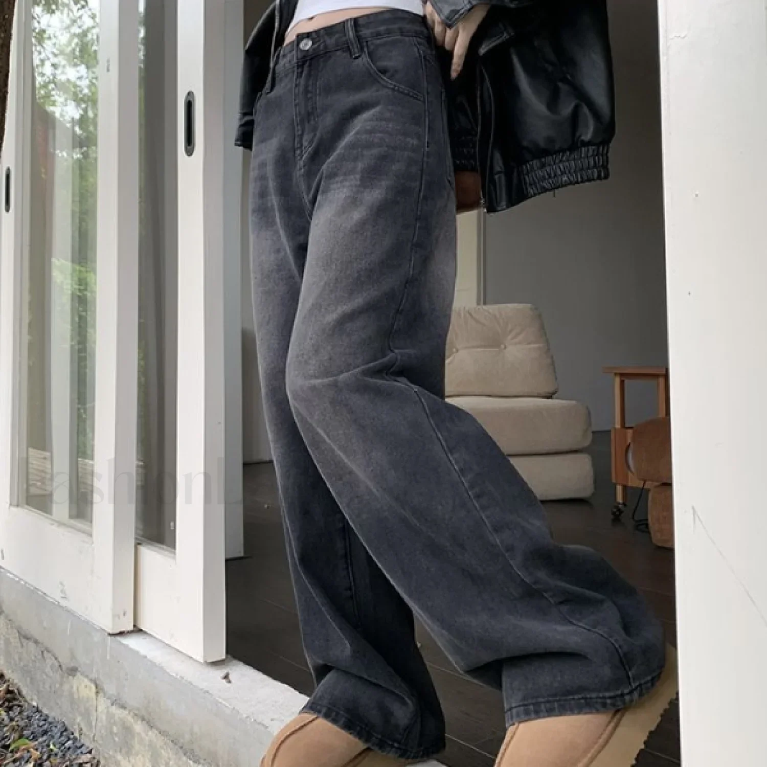 Vintage Wash Graceful Baggy Boyfriend Jeans