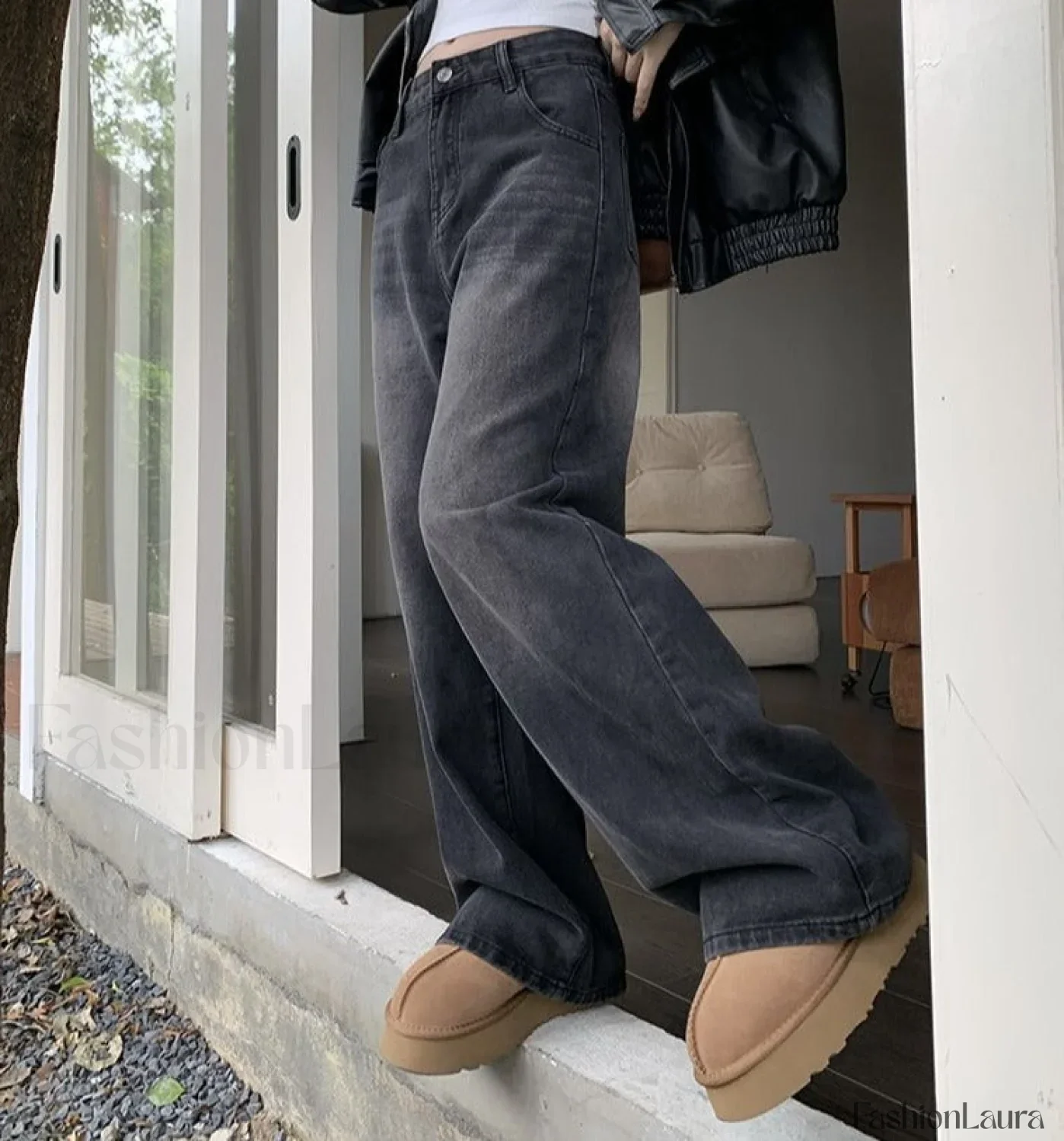 Vintage Wash Graceful Baggy Boyfriend Jeans - Image 12