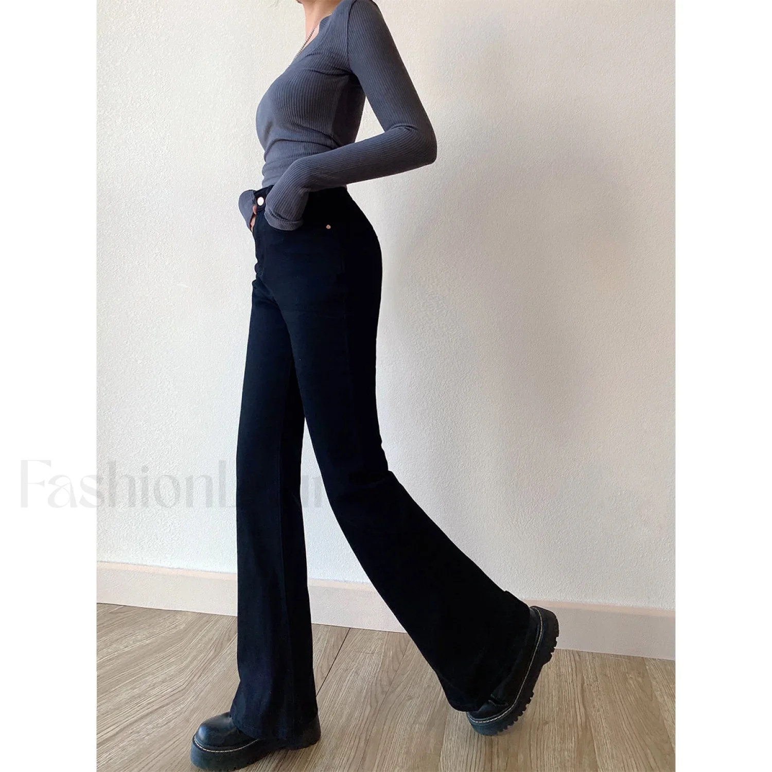 Washed High Waist Trendy Slim Flare Jeans - Image 15