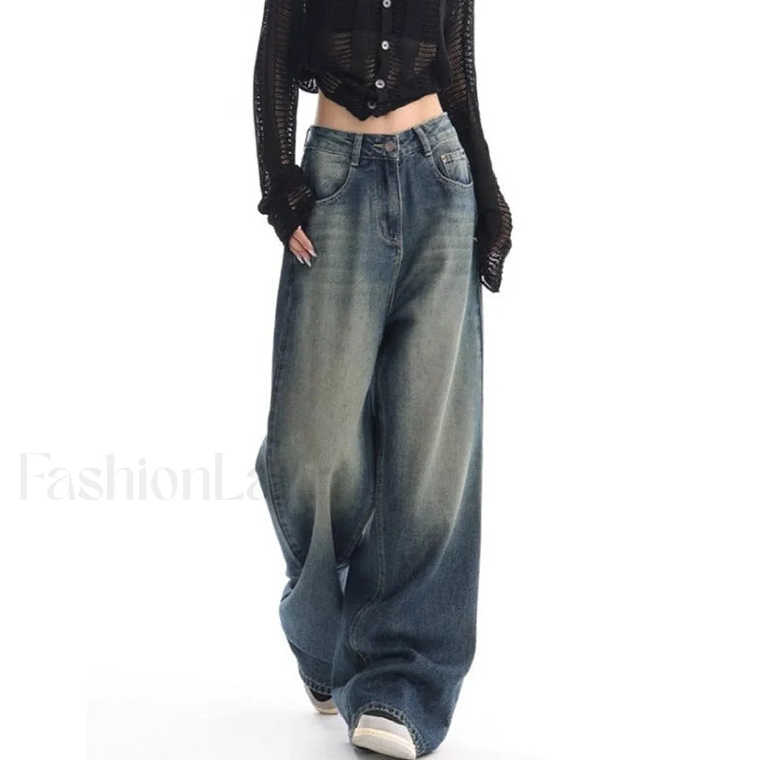 Vintage Wash 90's Trendy Baggy Boyfriend Jeans - Image 2