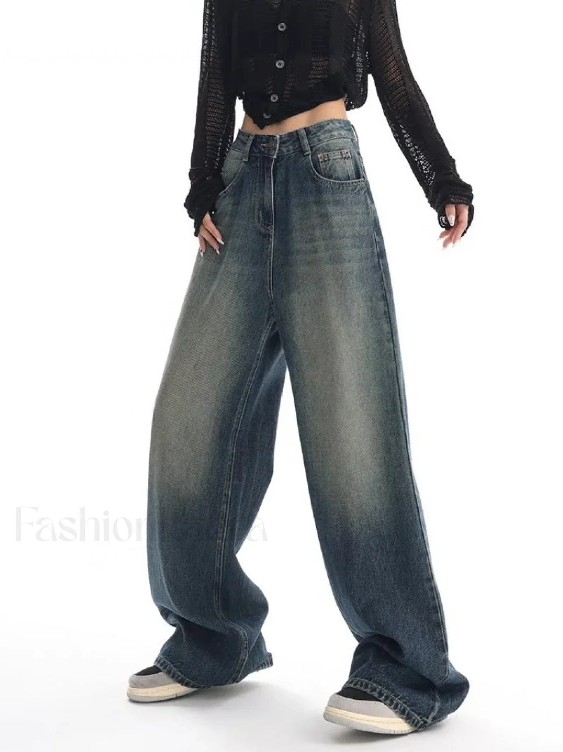 Vintage Wash 90's Trendy Baggy Boyfriend Jeans - Image 4