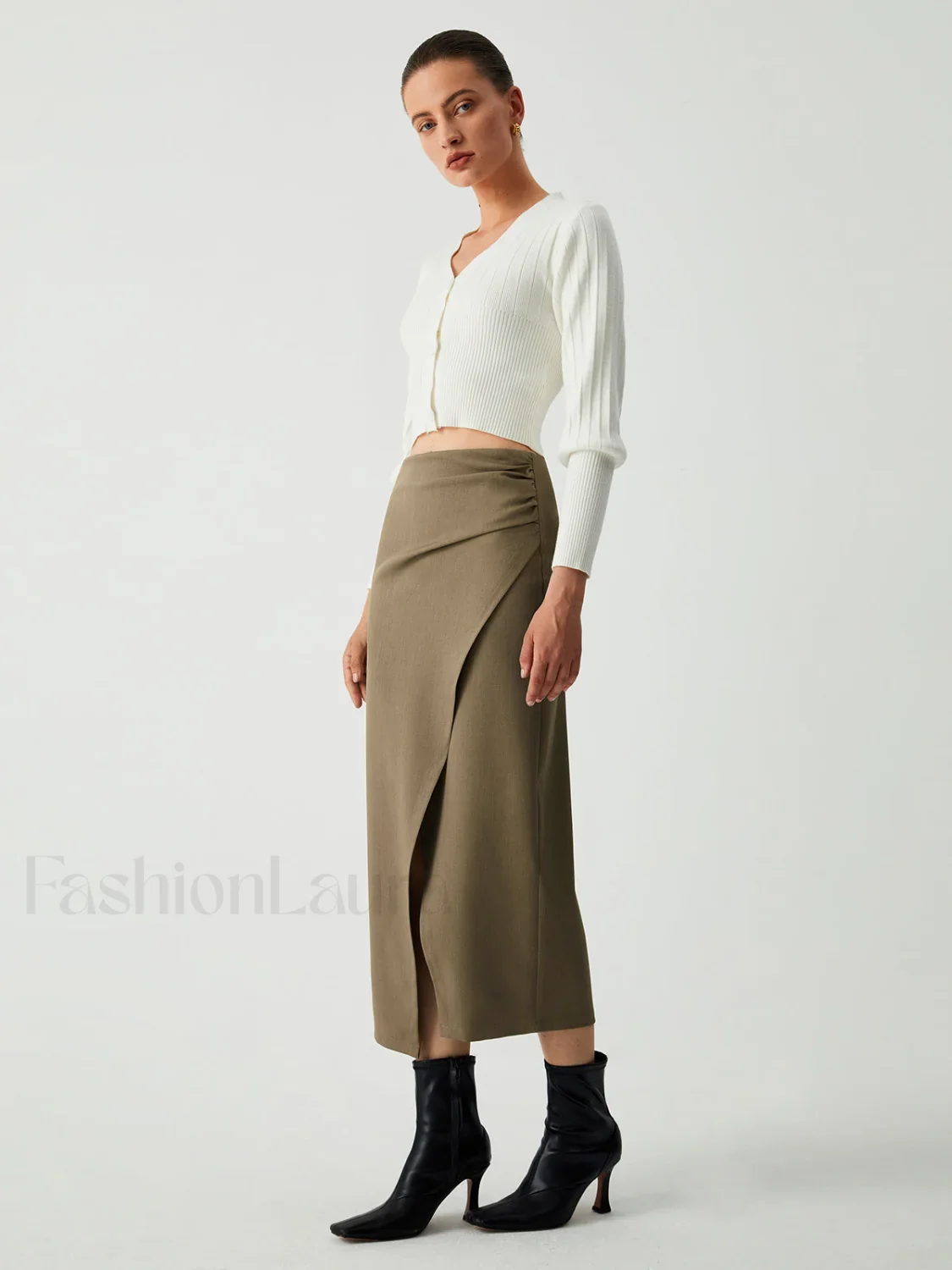 Maple Wrap Graceful Slit Midi Skirt - Image 3
