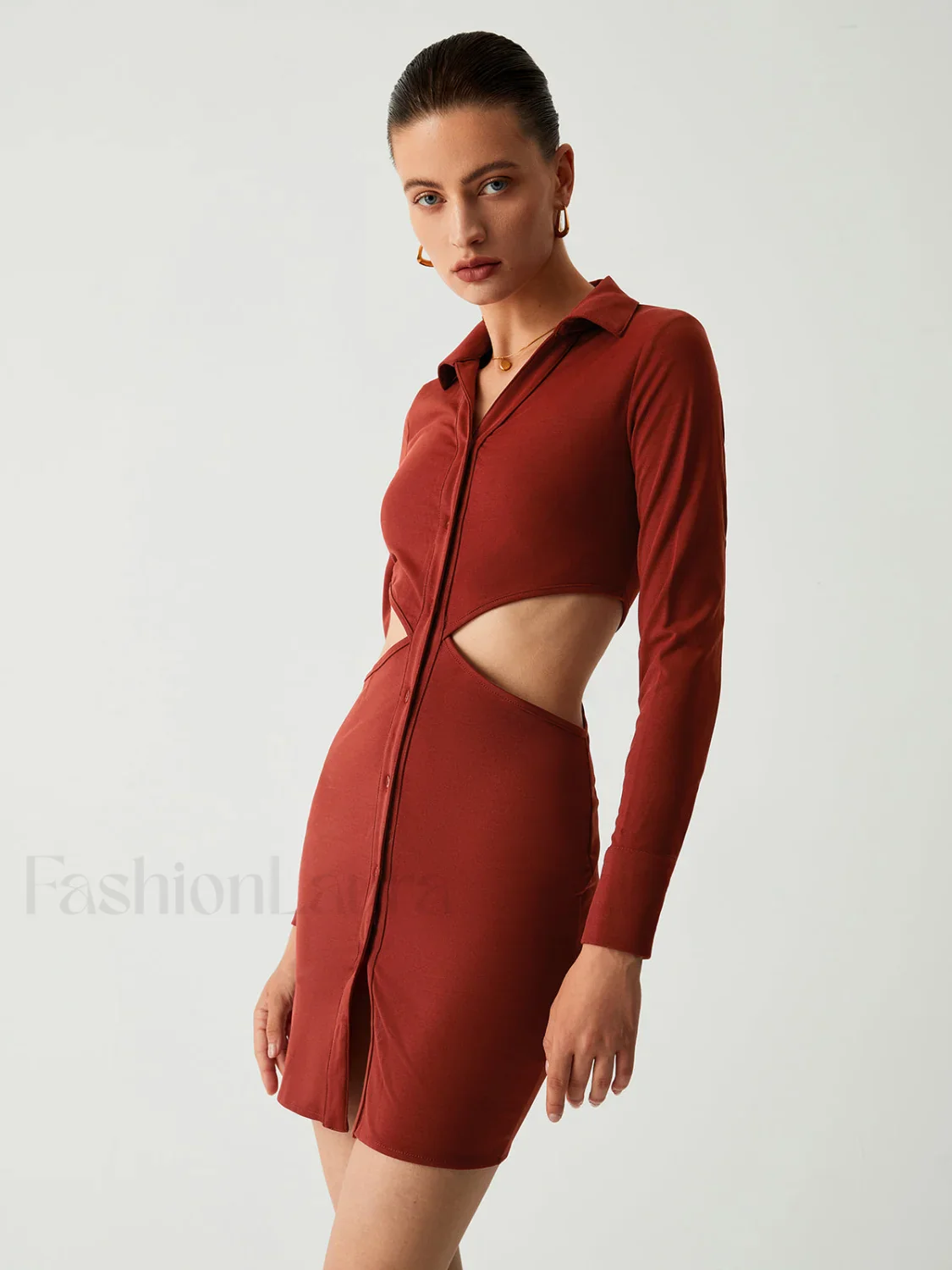 Make It Shine Trendy Cutout Knit Short Dress - Image 3