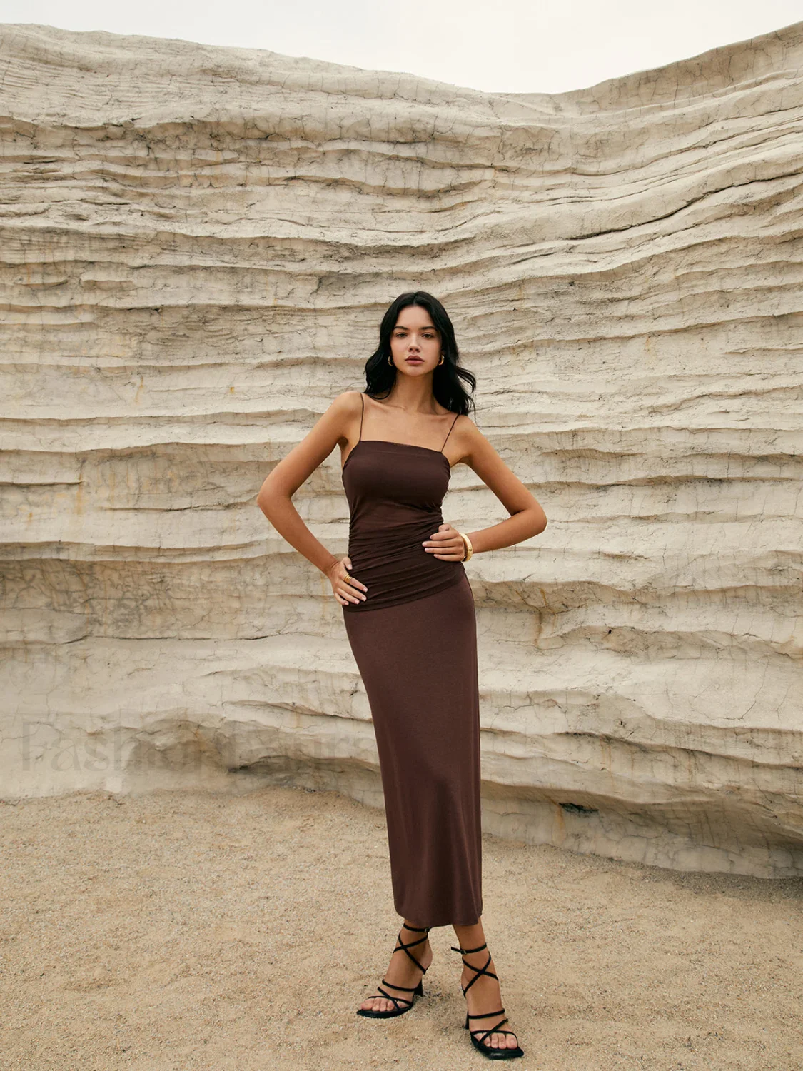 Maillard Patchwork Graceful Cami Long Dress - Image 3