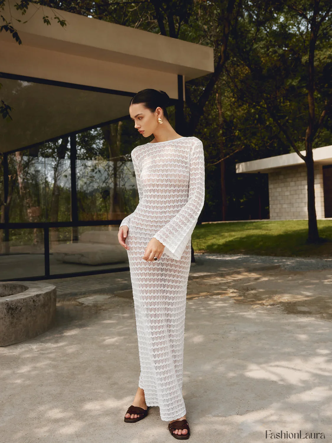 Love Galore Backless Trendy Knit Long Dress - Image 14