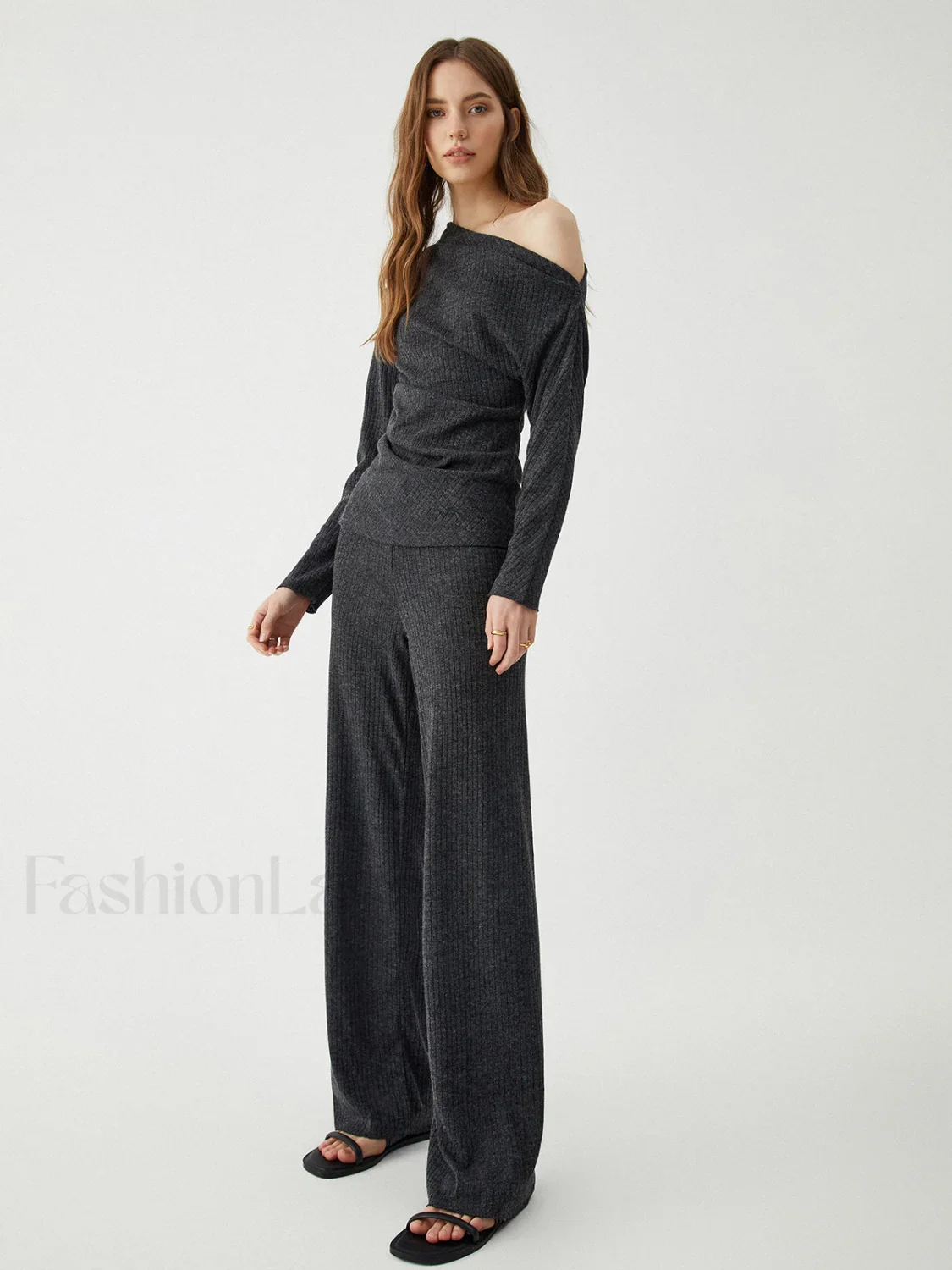 Loose Casual Graceful Gray Two-Piece Set - Image 3