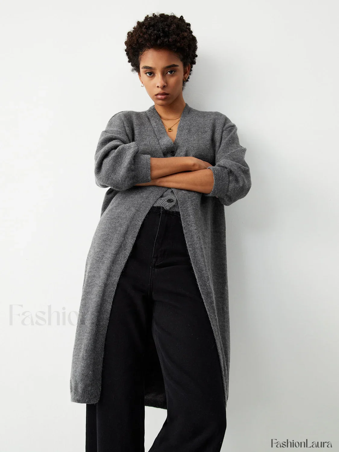 Longline Cardigan Graceful With Matching Vest - Image 15