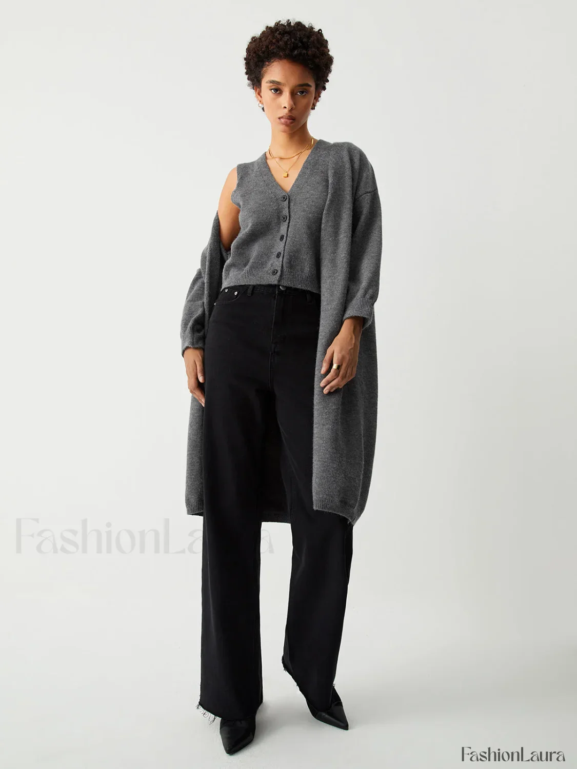 Longline Cardigan Graceful With Matching Vest - Image 18