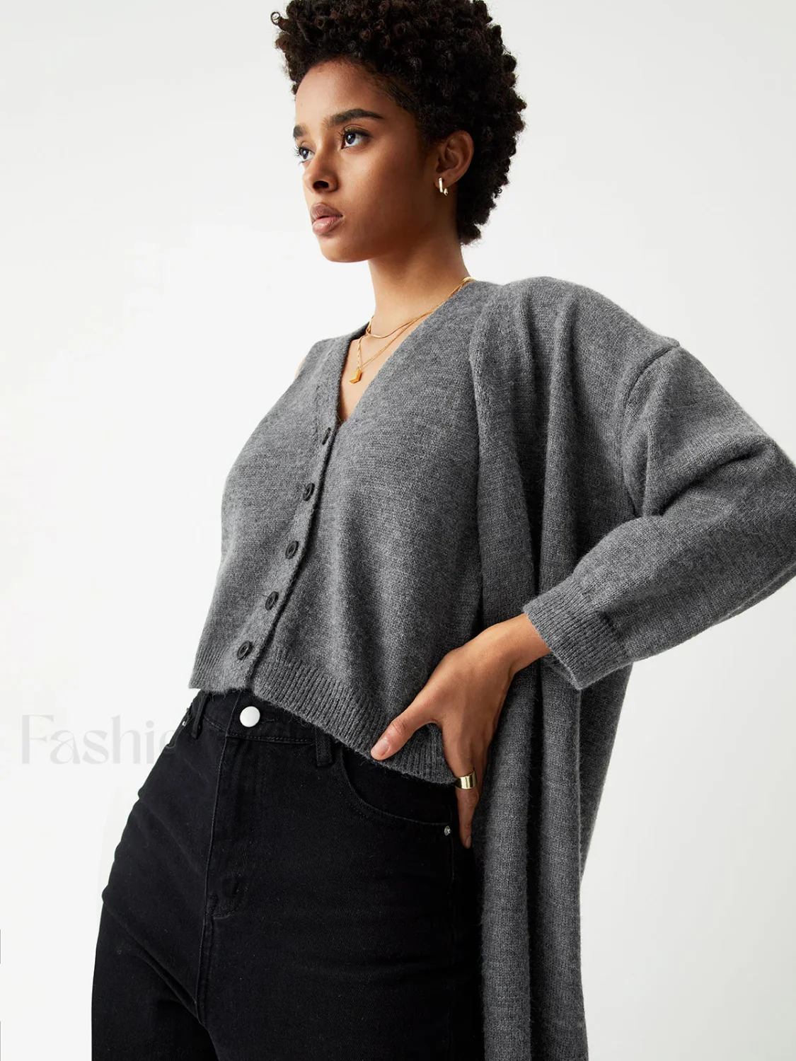 Longline Cardigan Graceful With Matching Vest - Image 5