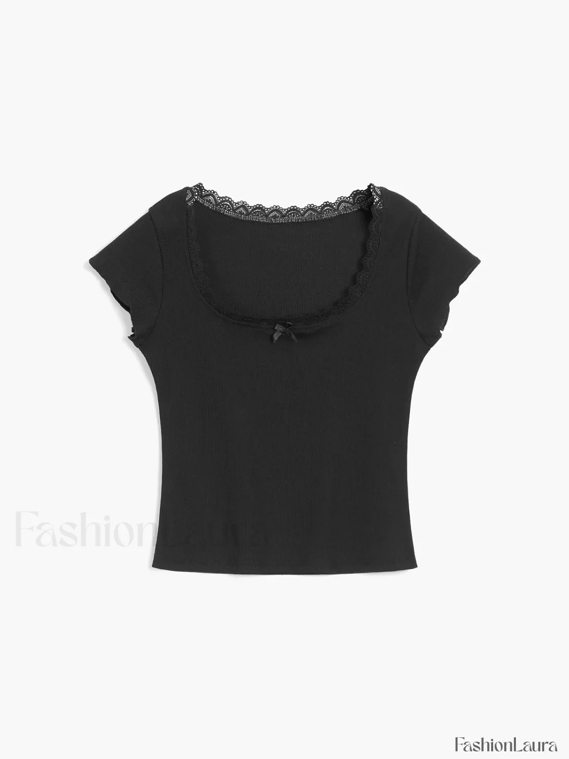 Like That Lace Trim Modern Cap Sleeve Crop Top - Image 14