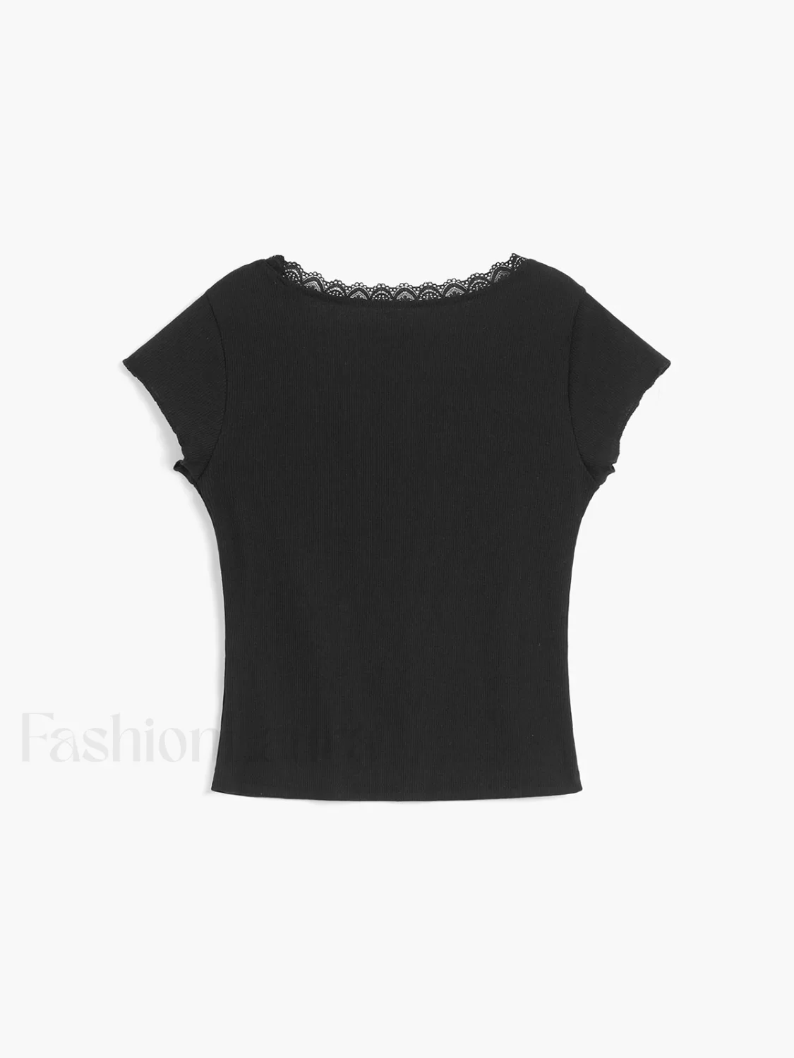 Like That Lace Trim Modern Cap Sleeve Crop Top - Image 3