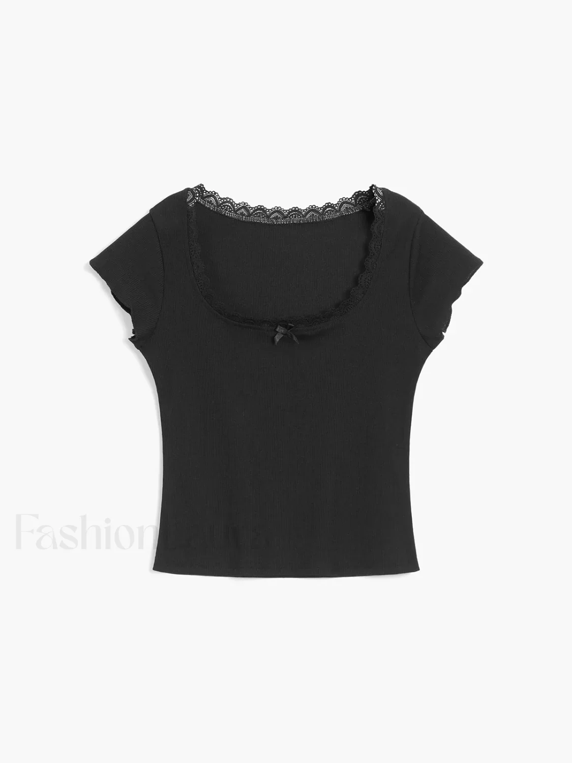 Like That Lace Trim Modern Cap Sleeve Crop Top - Image 9