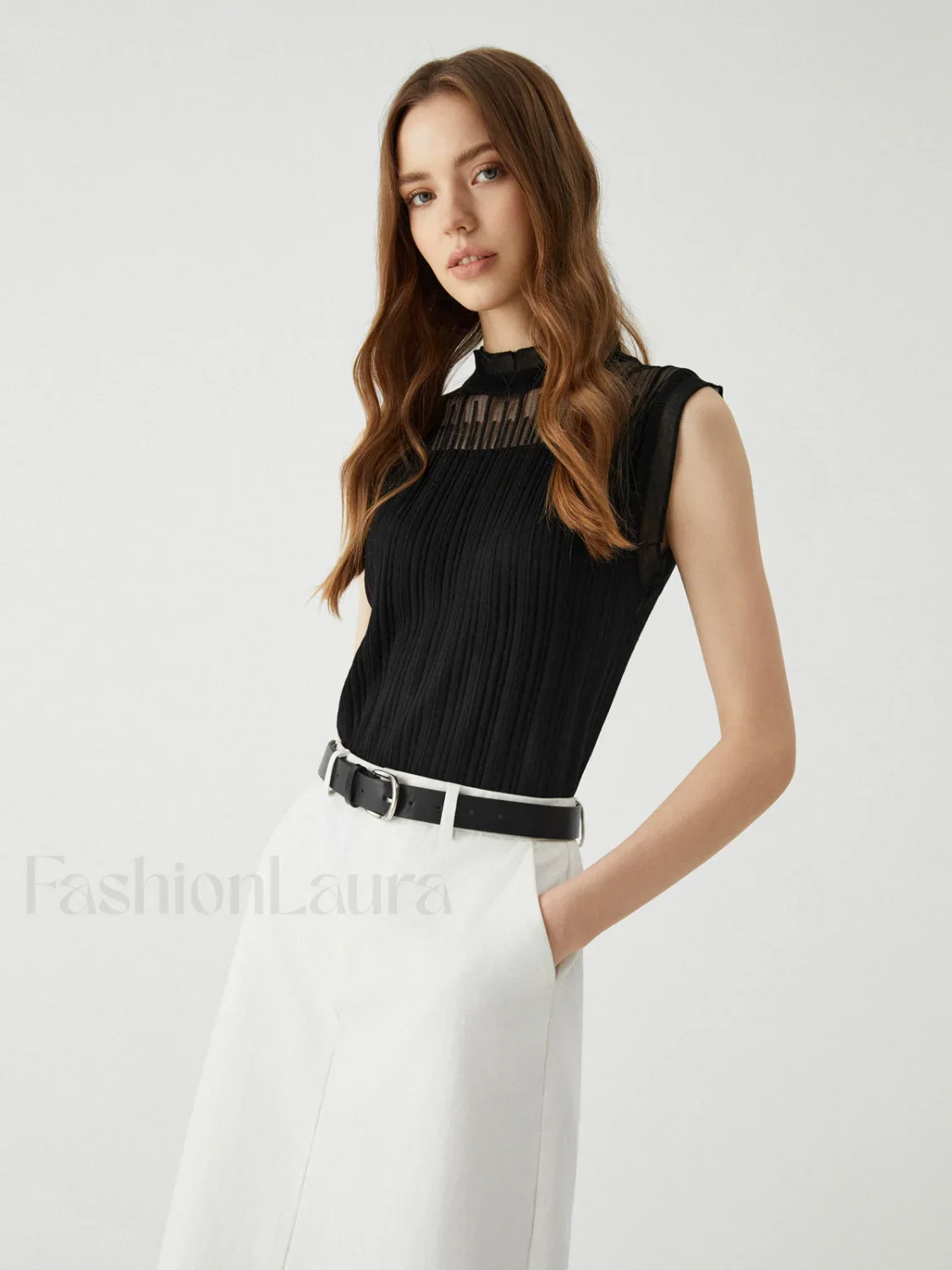 Lettuce Trim Patchwork Trendy Sleeveless Sweater Vest - Image 10