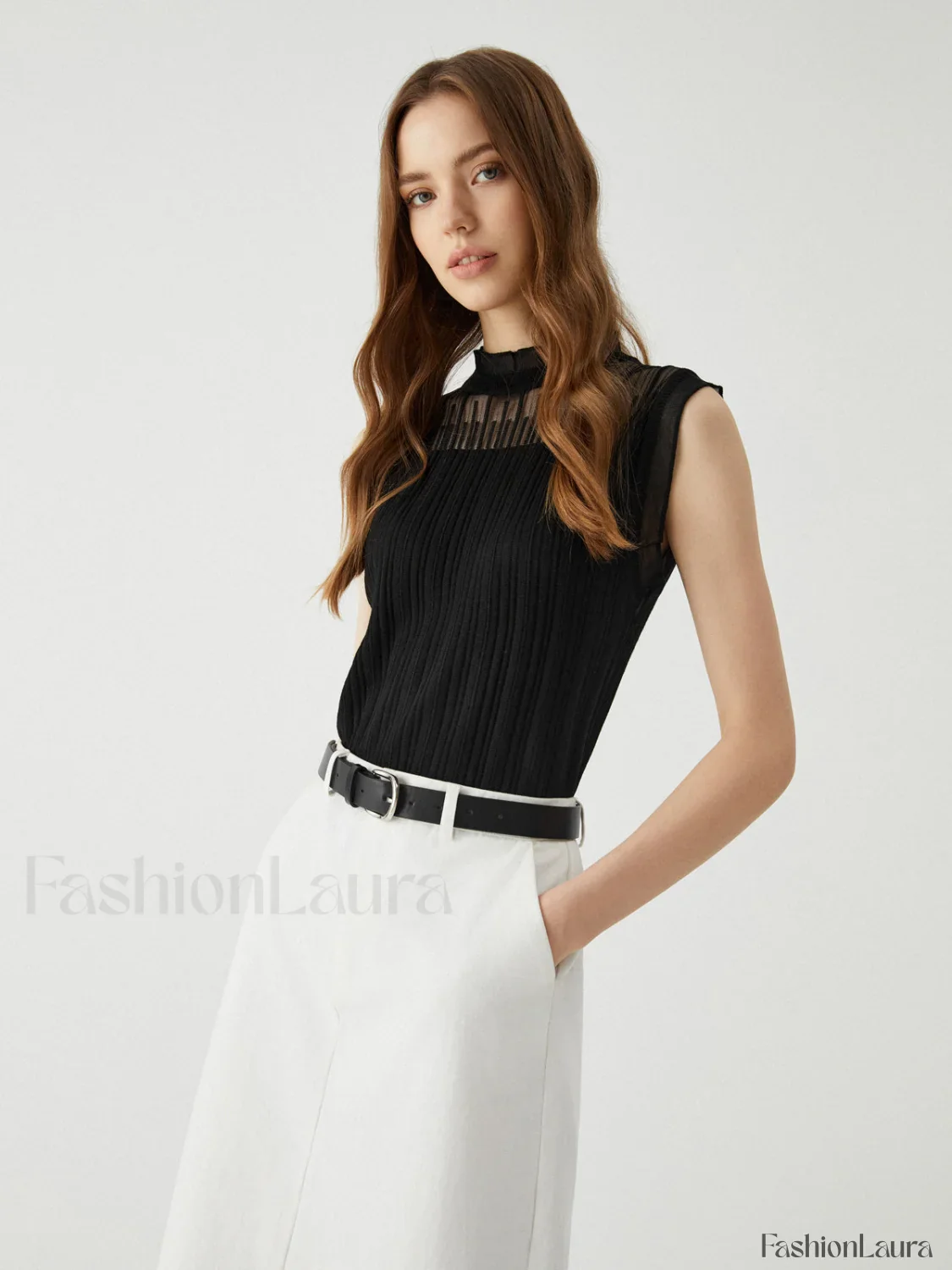 Lettuce Trim Patchwork Trendy Sleeveless Sweater Vest - Image 15