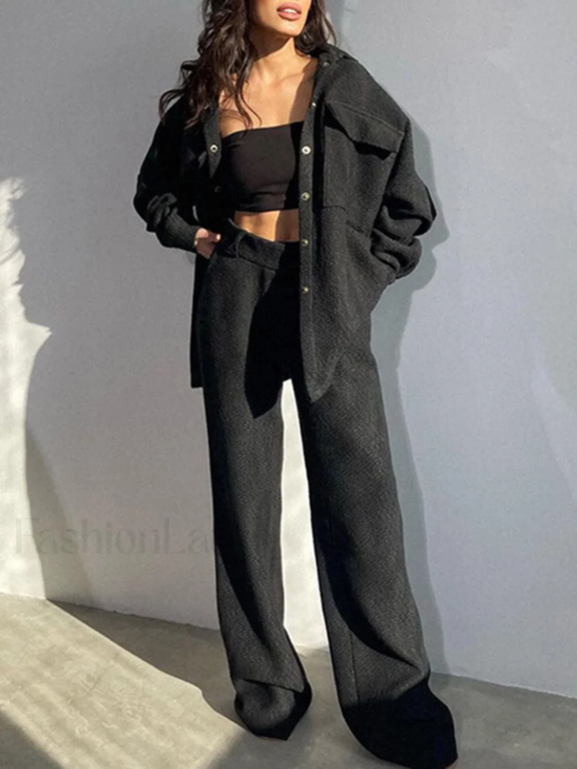 Leisure Tweed Two Trendy Piece Pants Set - Image 10