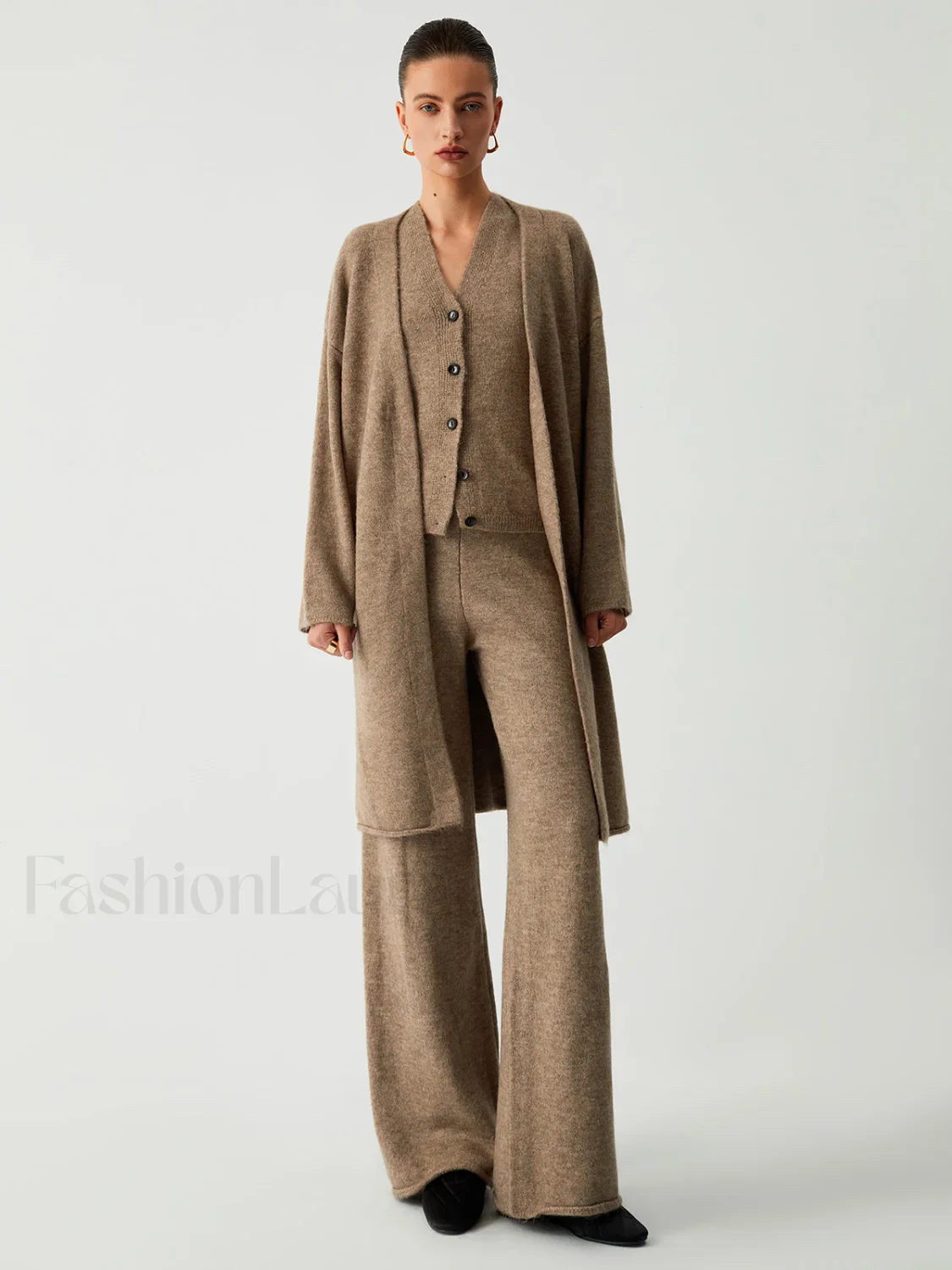 Leisure Long Cardigan Trendy Three Piece Pants Set - Image 18