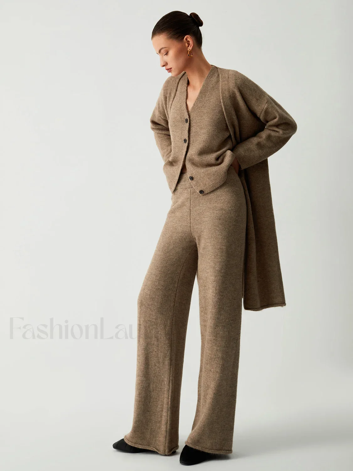 Leisure Long Cardigan Trendy Three Piece Pants Set - Image 2