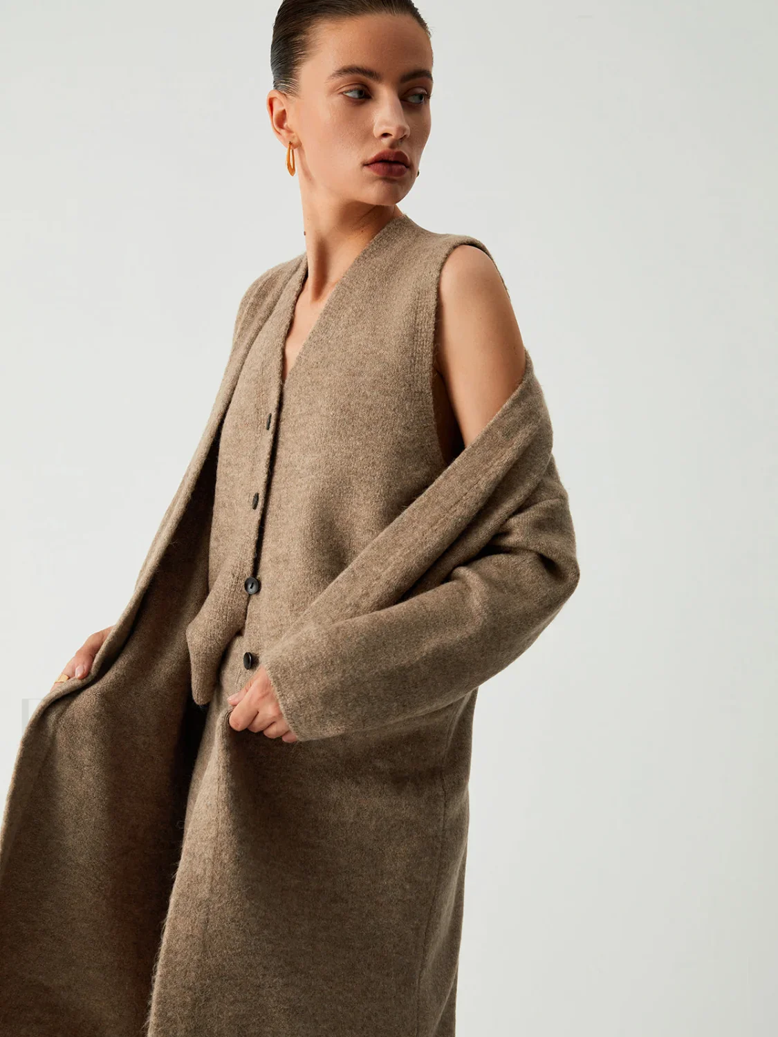 Leisure Long Cardigan Trendy Three Piece Pants Set - Image 4