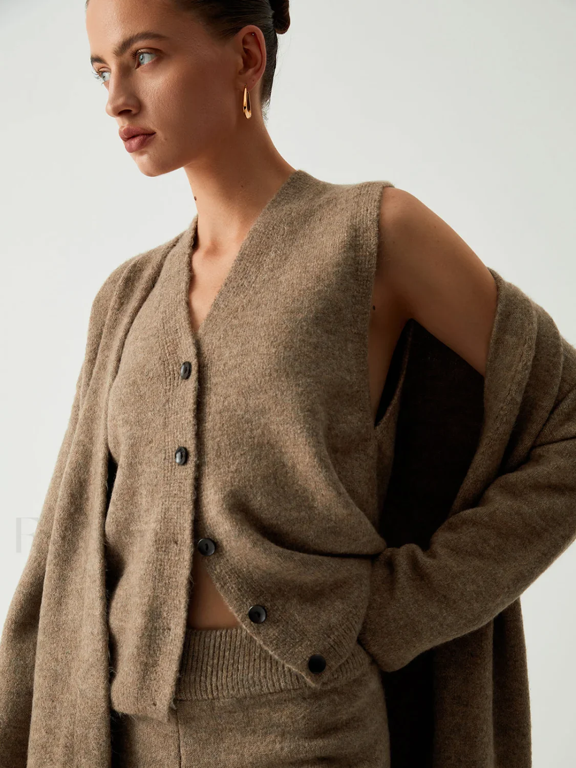 Leisure Long Cardigan Trendy Three Piece Pants Set - Image 5